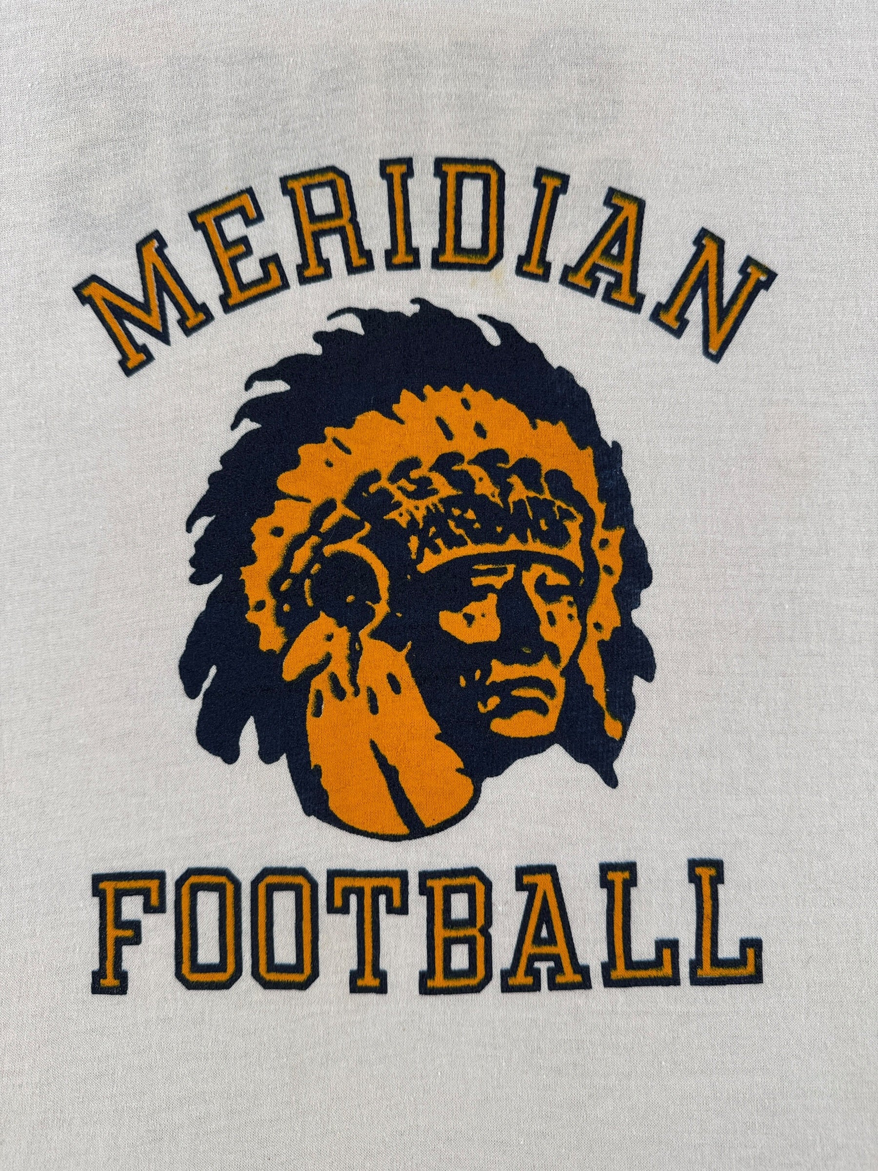 Graphic of Vintage Meridian Football Ringer Tee SZ L (Fits M)