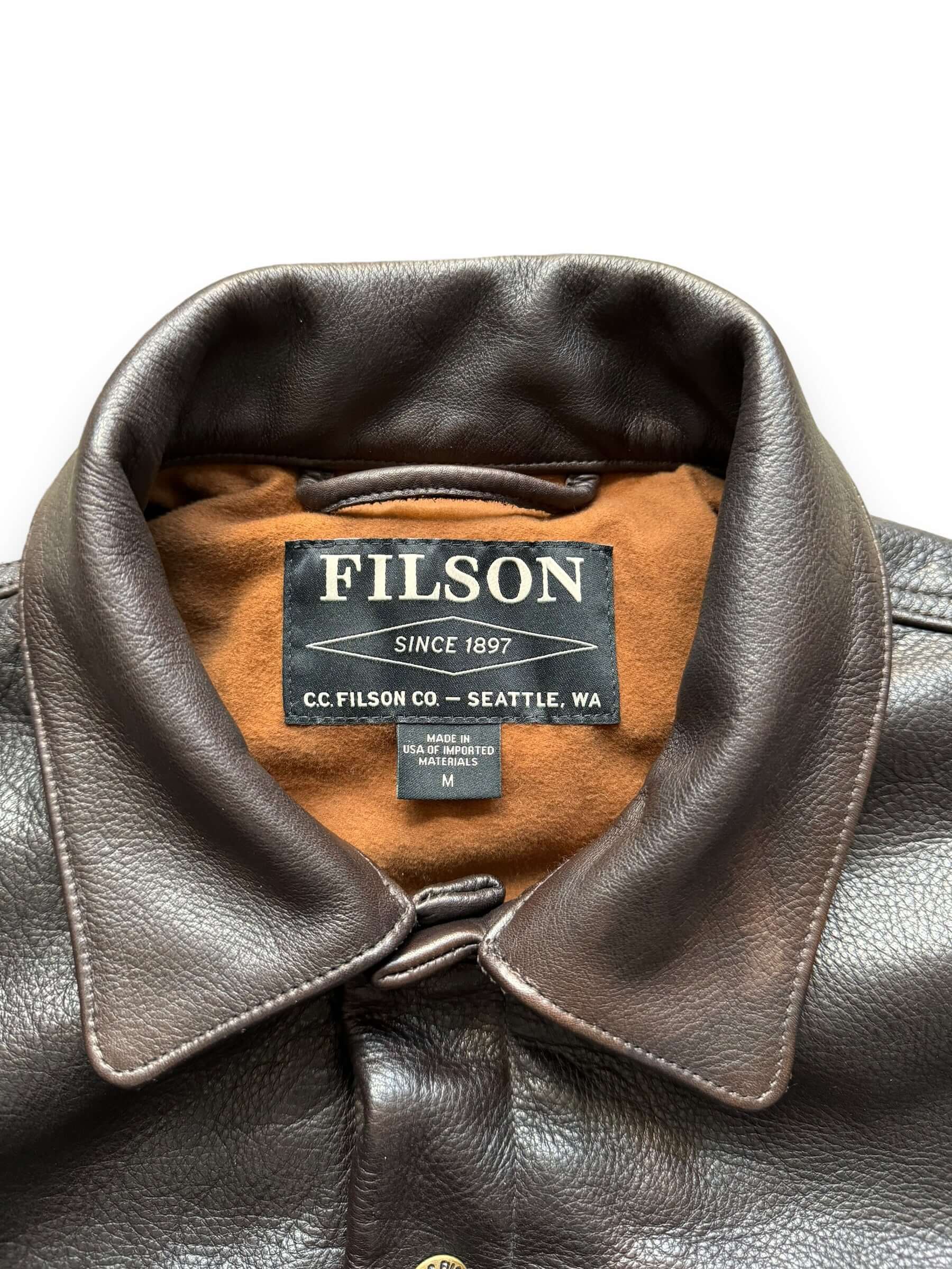 Filson Leather Short Lined Cruiser Jacket SZ M The Barn Owl Vintage Goods