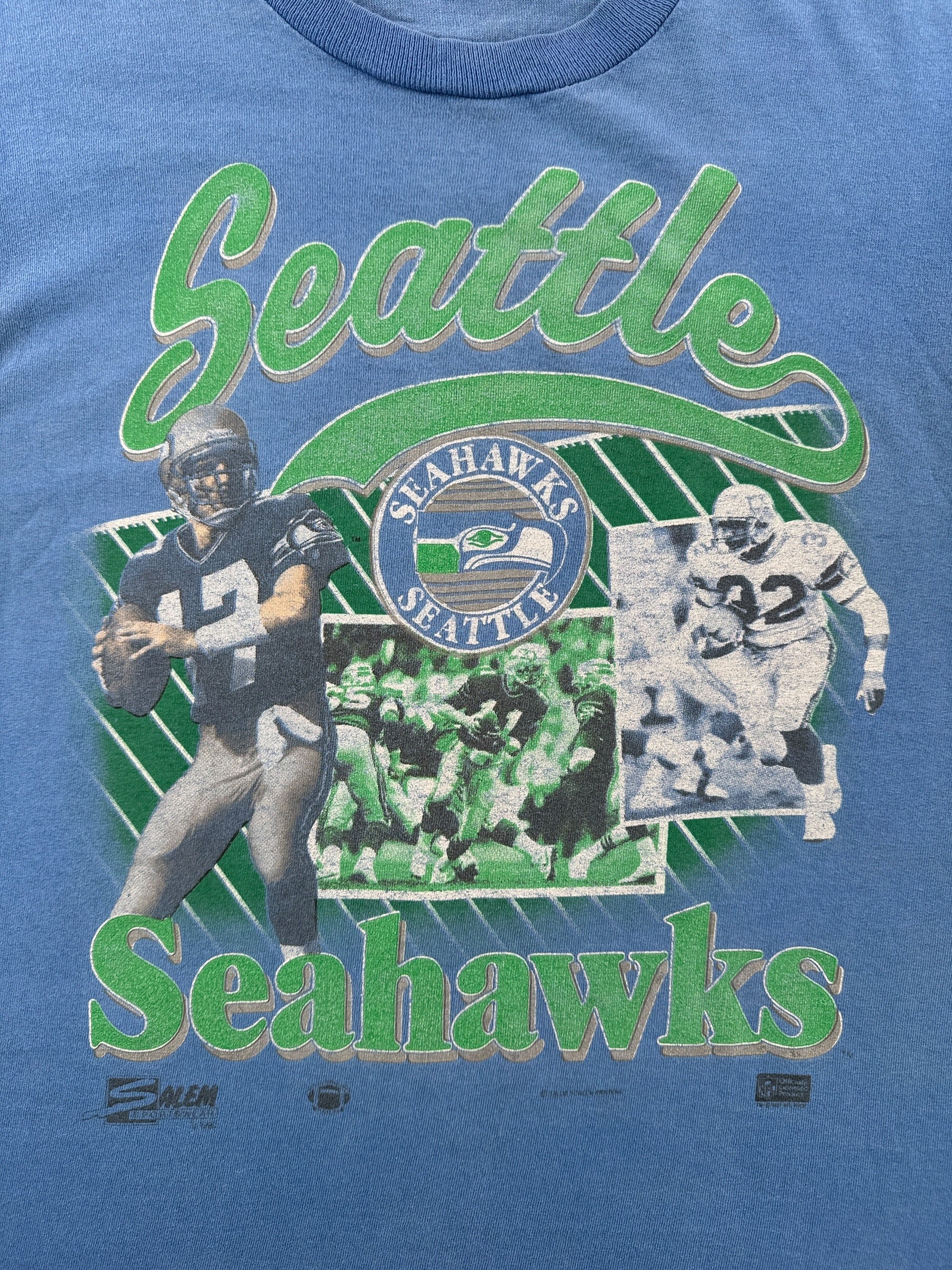 Front graphic on Vintage Seattle Seahawks Tee SZ M