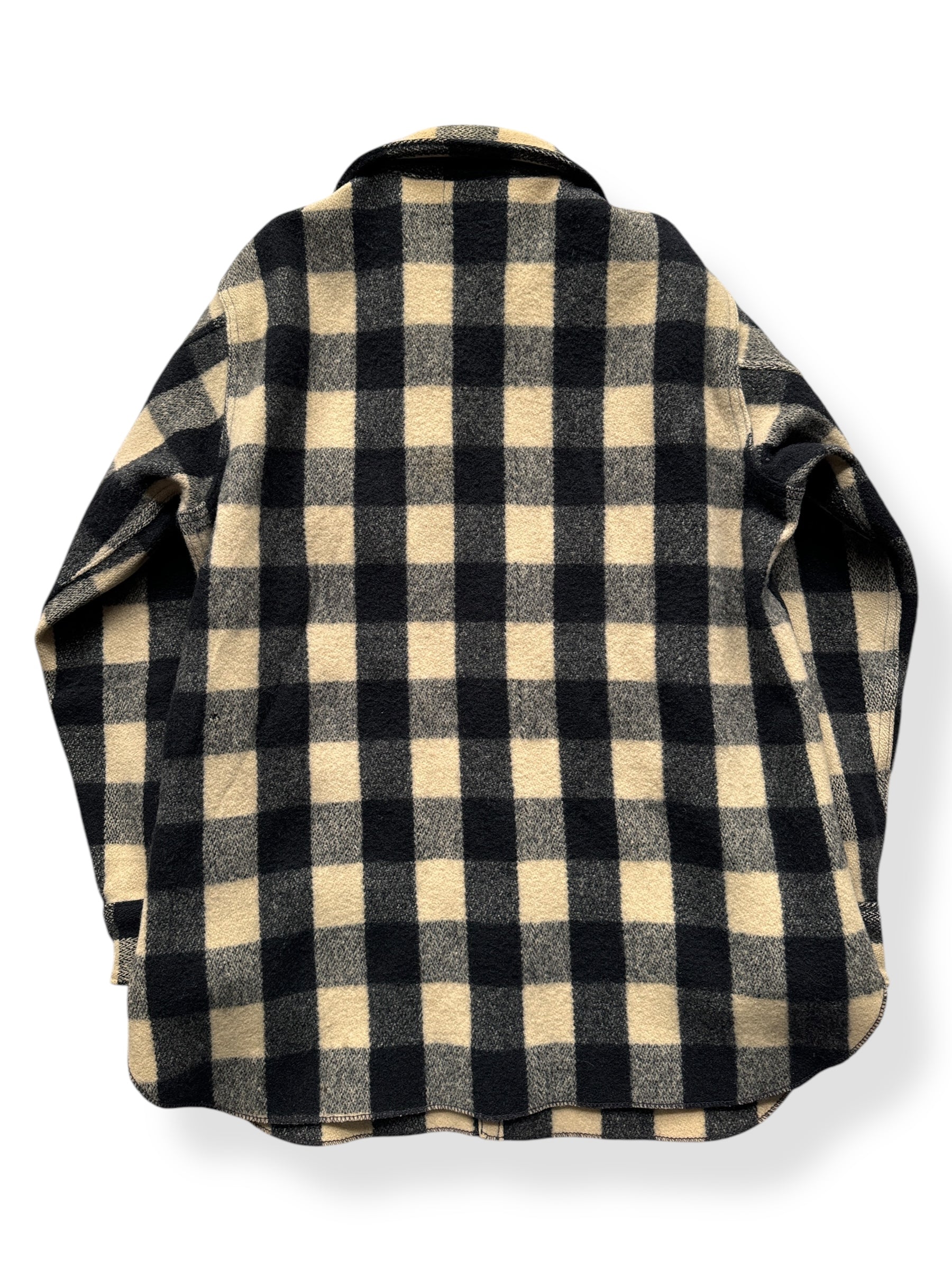 Back of 40s Era Vintage Woolrich Black & White Wool Coat SZ L