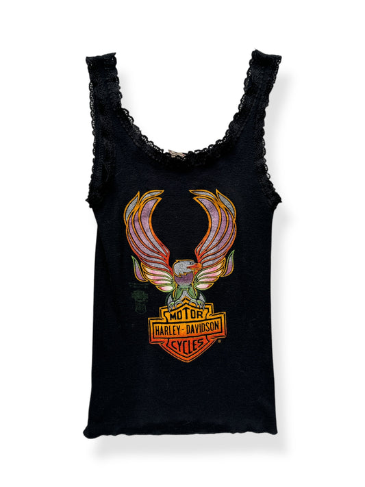 Front of Vintage Ladies Harley Davidson 3D Emblem Denver Tank Top SZ M