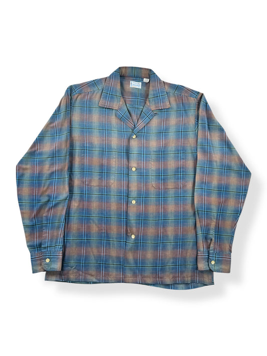 Front of Vintage 60s Penneys LS Loop Collar Shirt SZ M