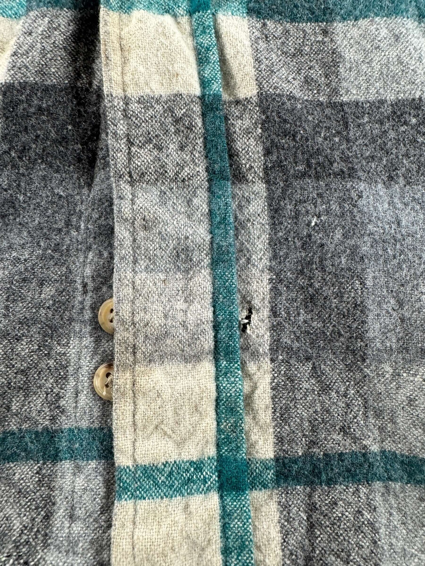 Holes on Vintage Grey & Green Pendleton Flannel SZ L - AS IS