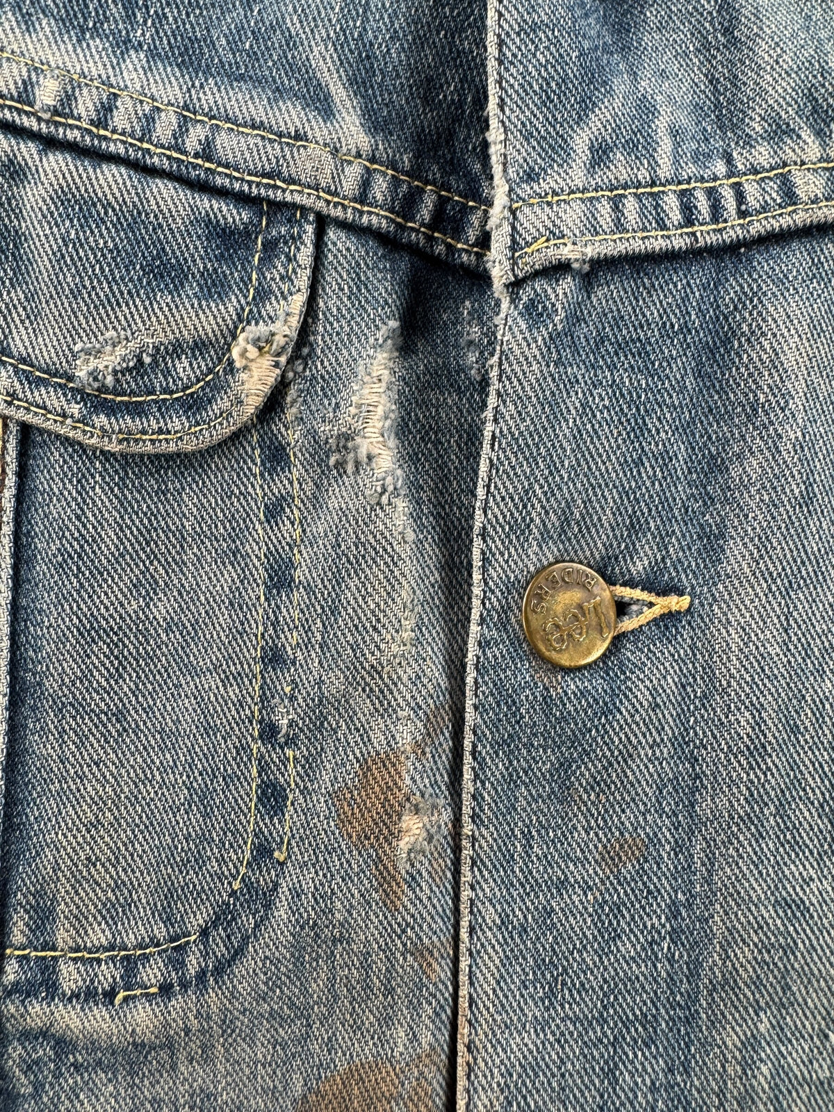 Ware around Pocket on Vintage 1960s Distressed Lee Riders Vest SZ M