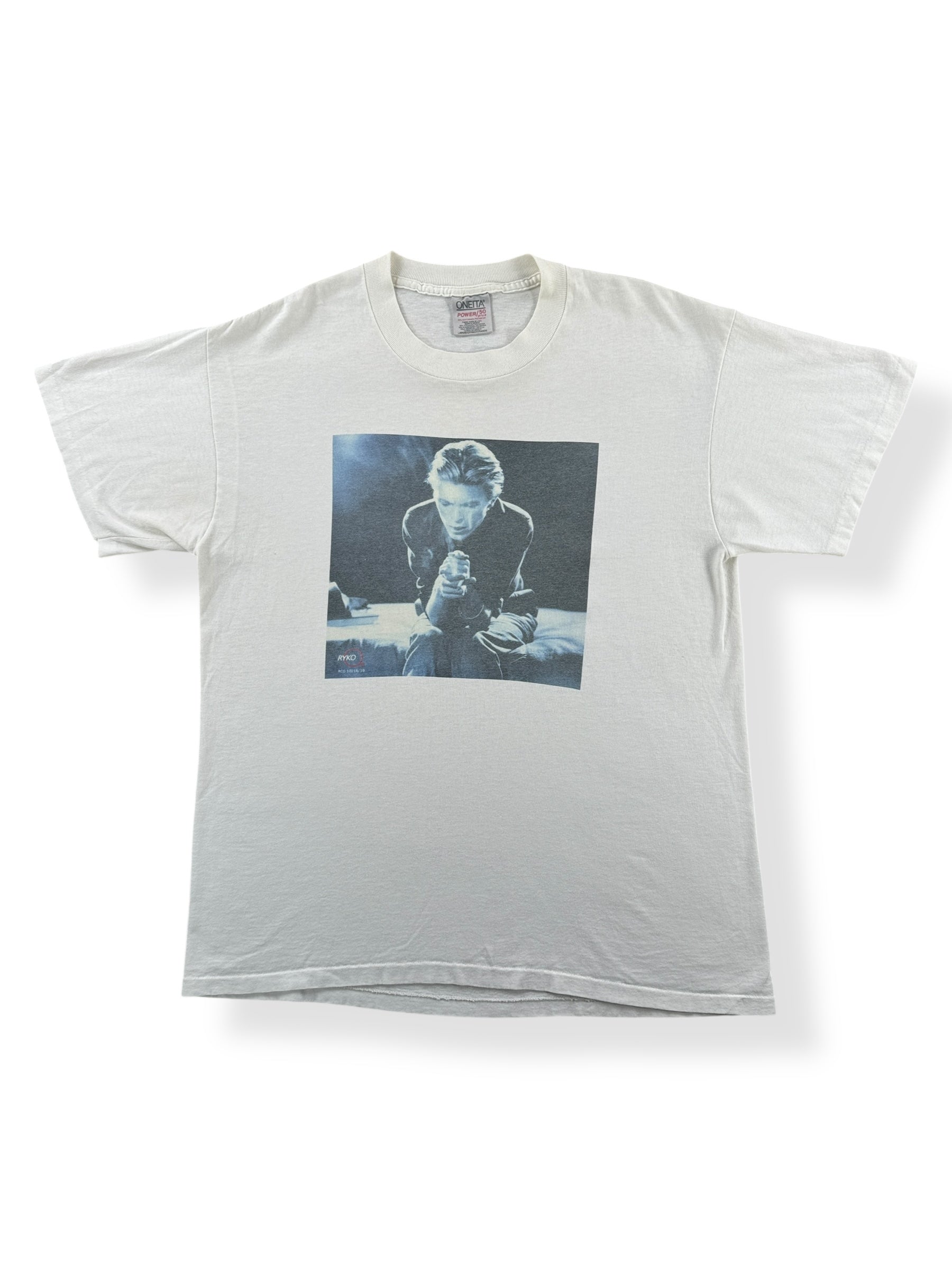 Front of Vintage 1993 David Bowie The Singles Rykodisc Oneita Tee SZ L