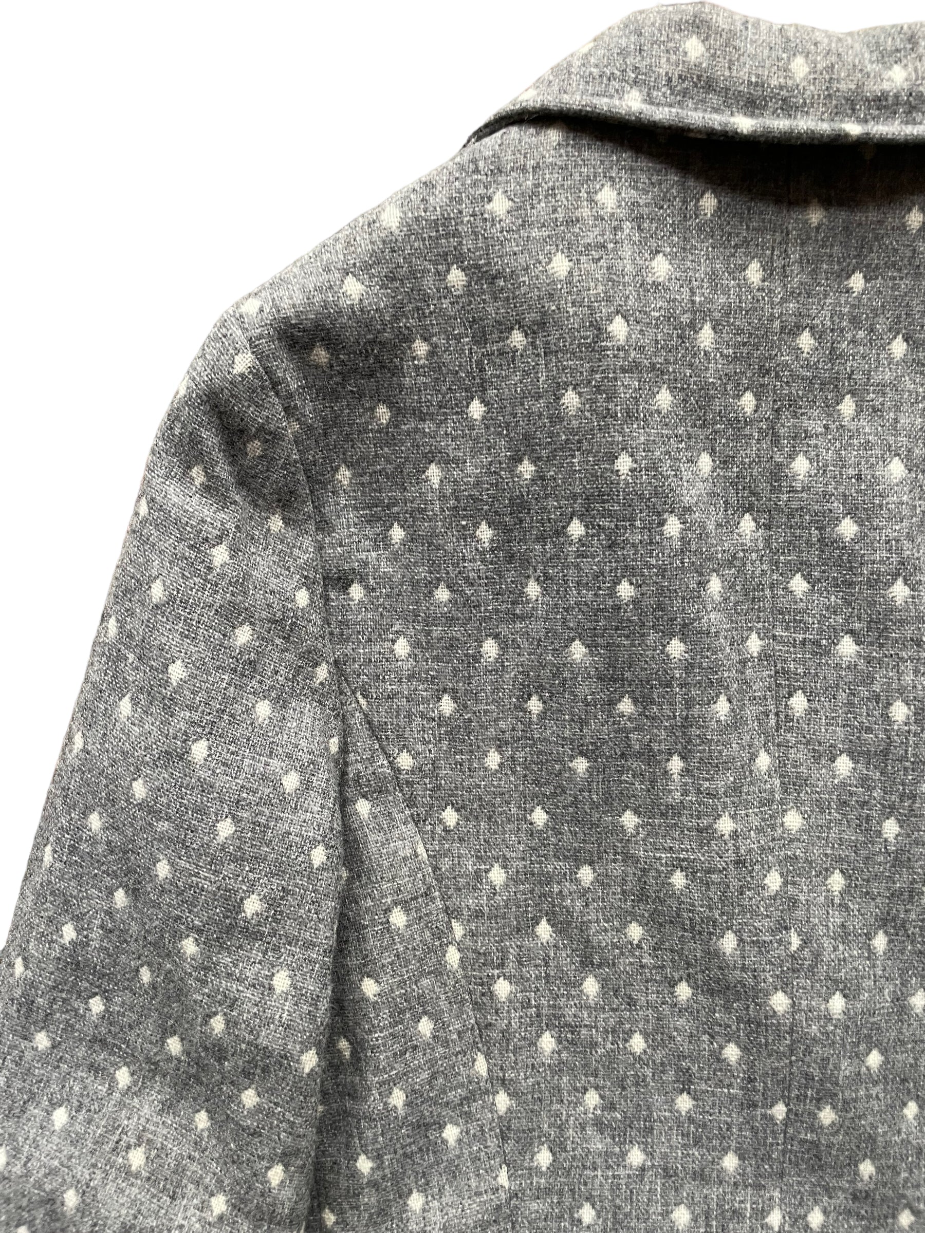 Back left shoulder view of Vintage Bobbie Brooks Grey Wool  Blazer | Seattle Ladies Vintage | Barn Owl Vintage Goods