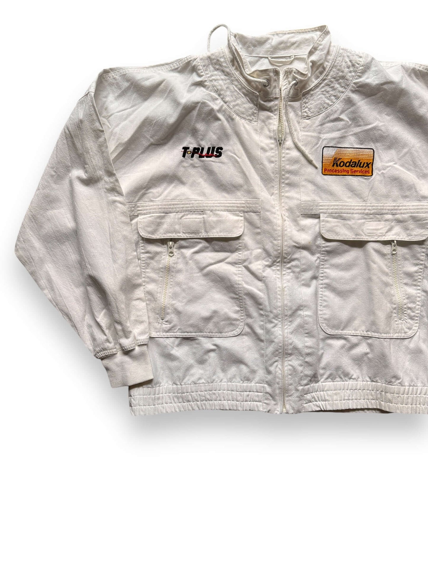 Front Right View of Vintage Kodalux White Jacket SZ L