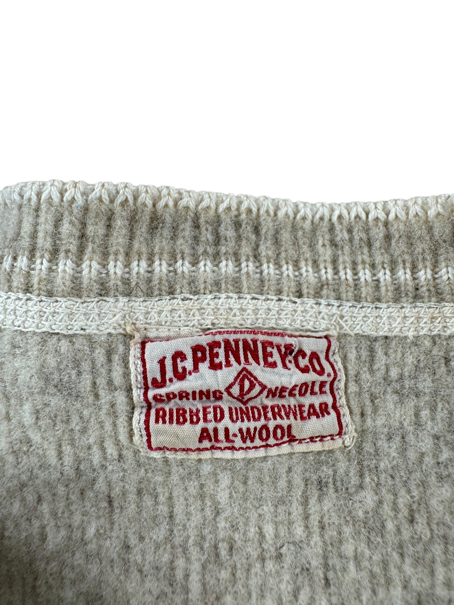 Tag on Vintage JC Penney Wool Henley SZ S