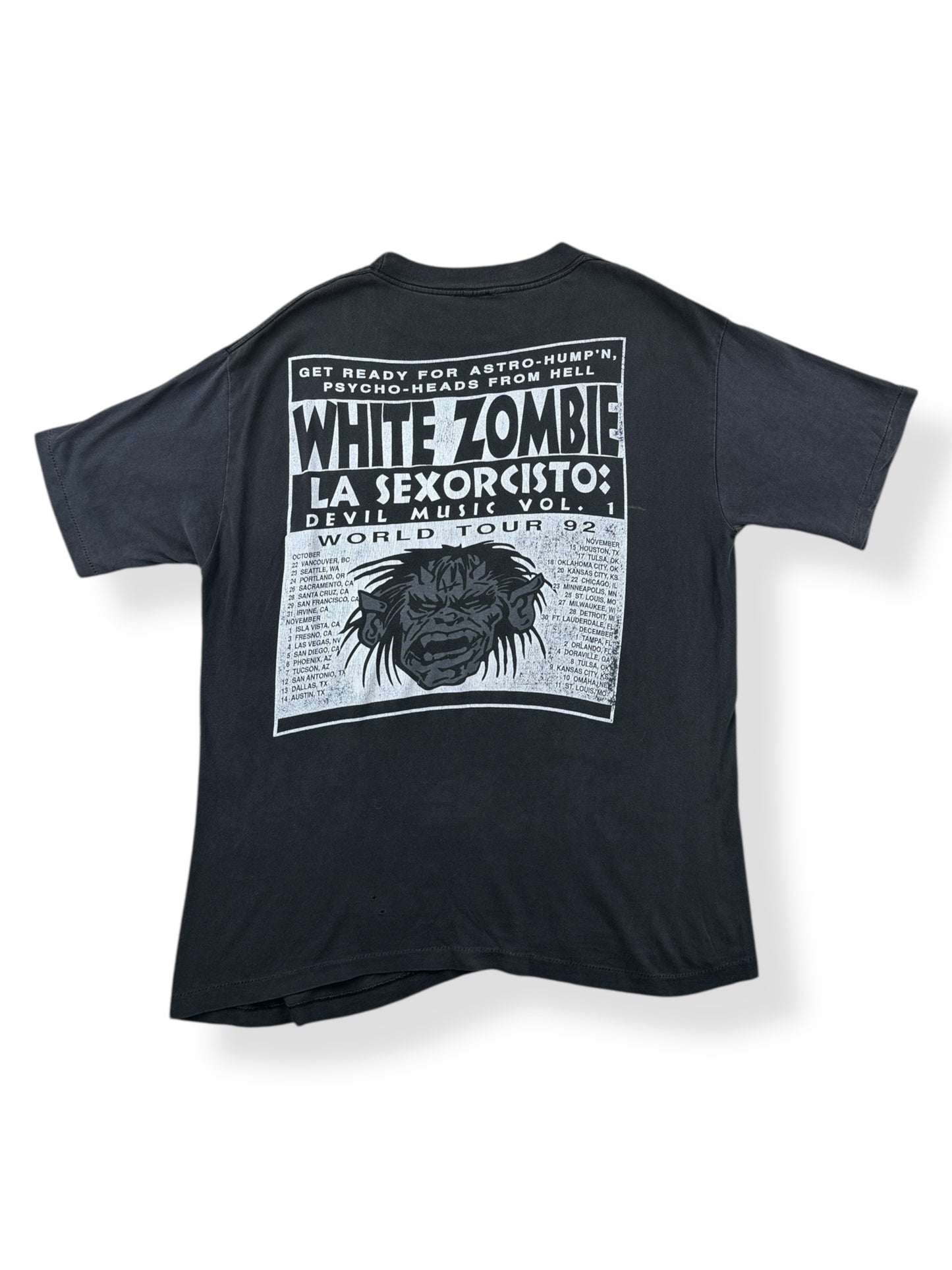 Back of Vintage White Zombie Monster Yell La Sexorcisto 1992 Tour Tee SZ L