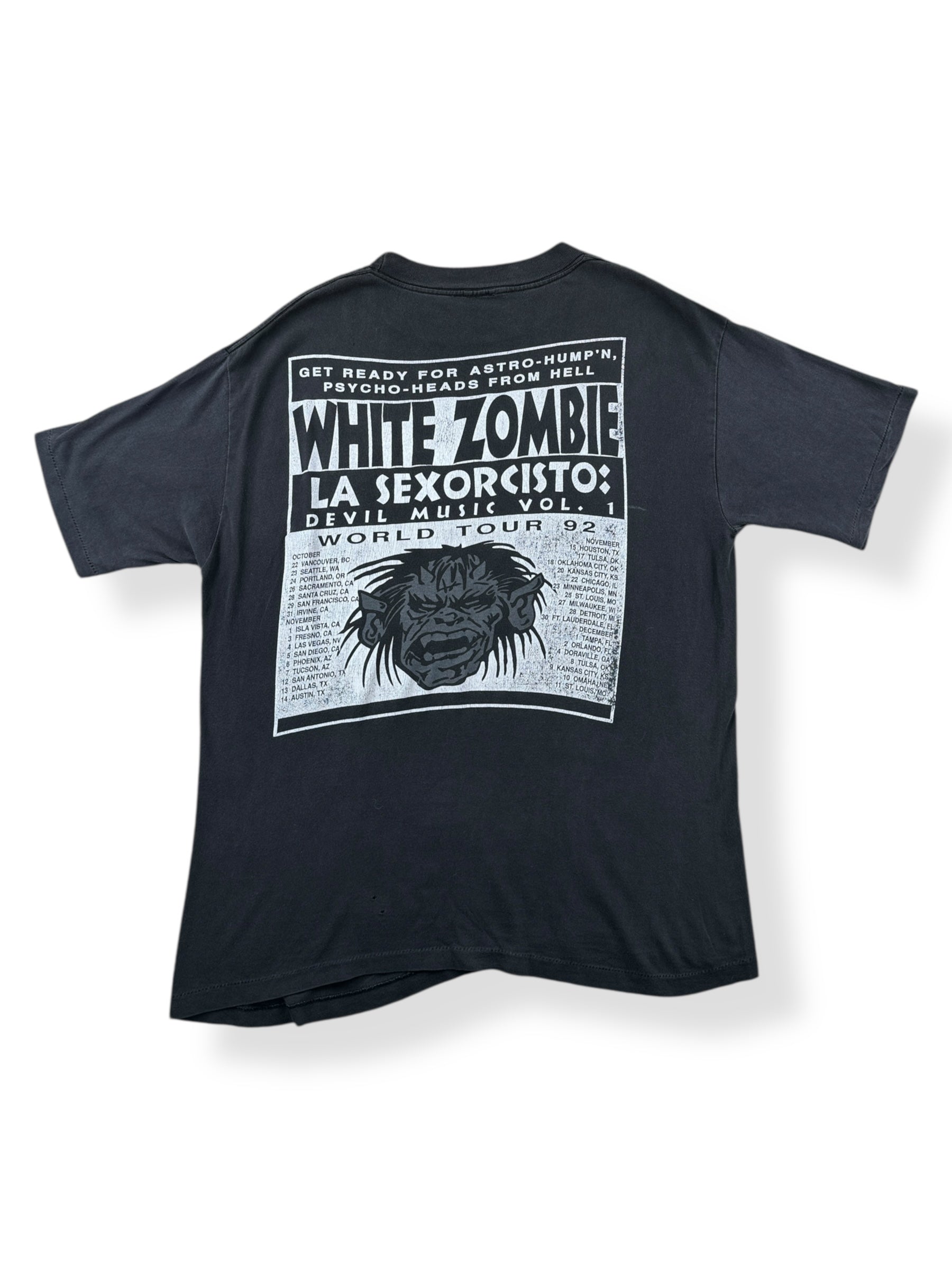 Back of Vintage White Zombie Monster Yell La Sexorcisto 1992 Tour Tee SZ L