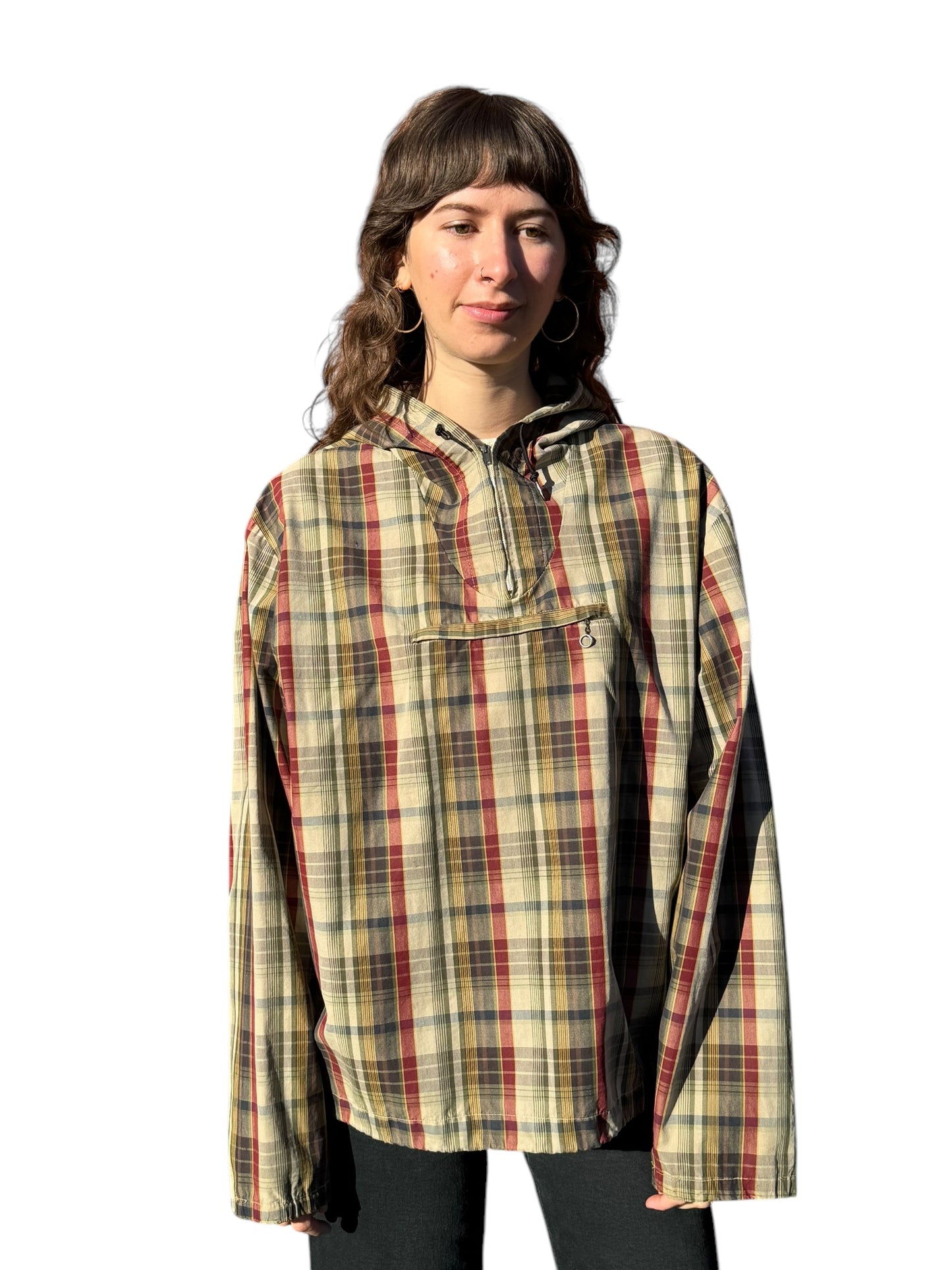 Front view of 1960s Plaid Anorak M