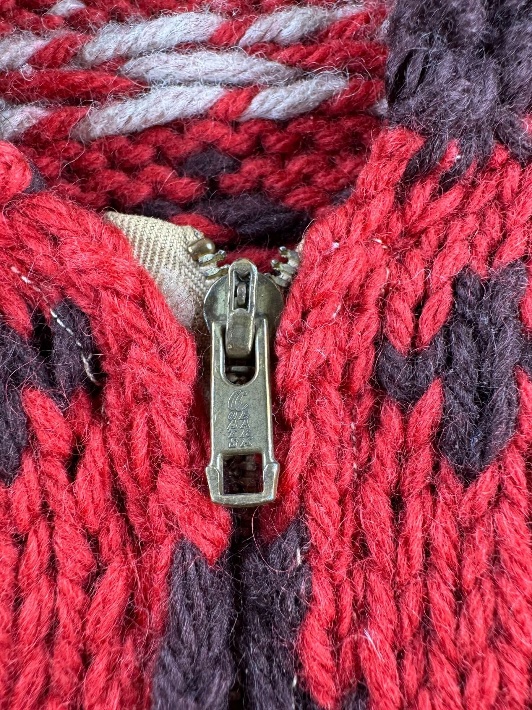 Zipper on Vintage Cowichan Style Sweater SZ L