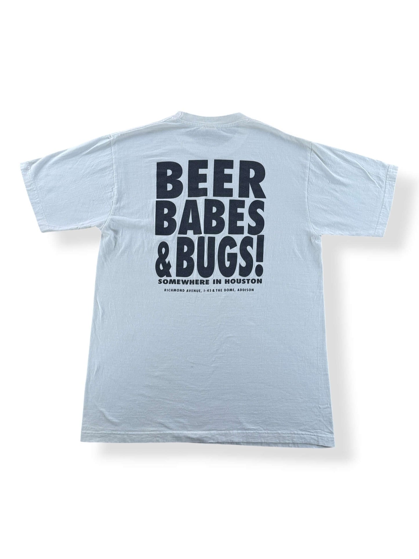Back of Vintage Joe's Crab Shack Beer Babes and Bugs Tee SZ XL (Fits M/L)