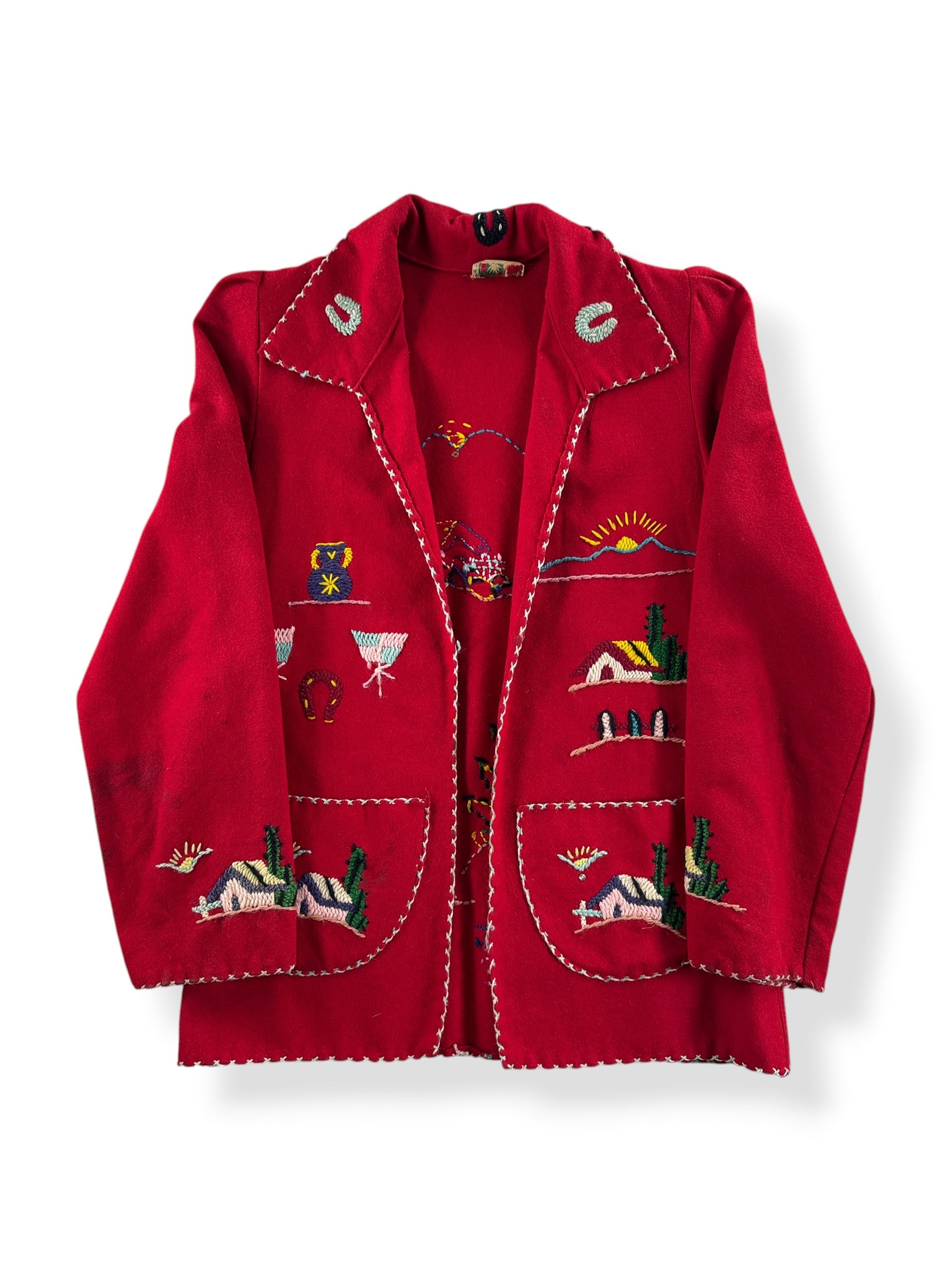Front of Vintage Lopez Mexican Embroidered Coat SZ XS
