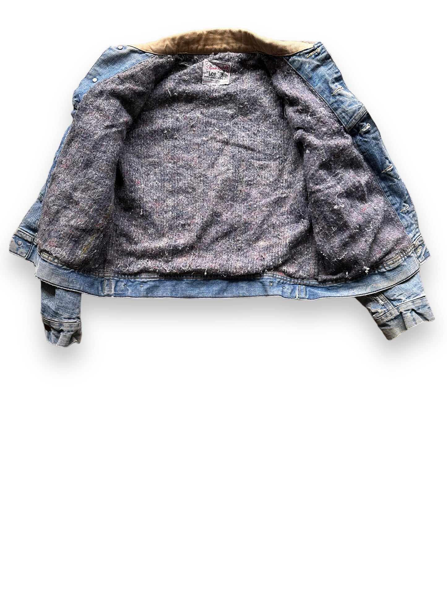 Liner View of Vintage Blanket Lined Lee Storm Rider Denim Jacket SZ L| Barn Owl Vintage | Seattle True Vintage Workwear