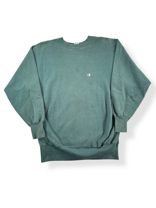 Front of Vintage Green Champion Reverse Weave Sweatshirt SZ L