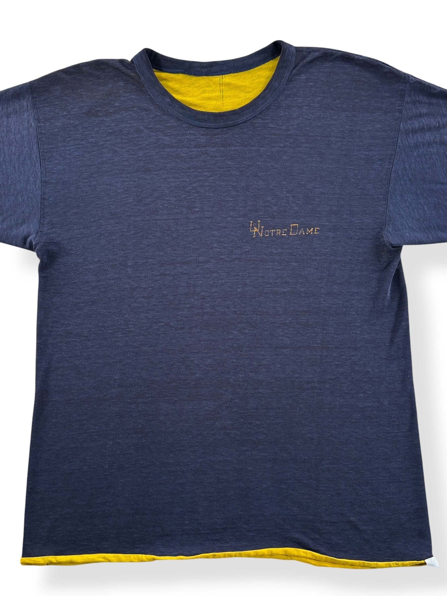 Front Close Up of Vintage Double Front Notre Dame Tee SZ M