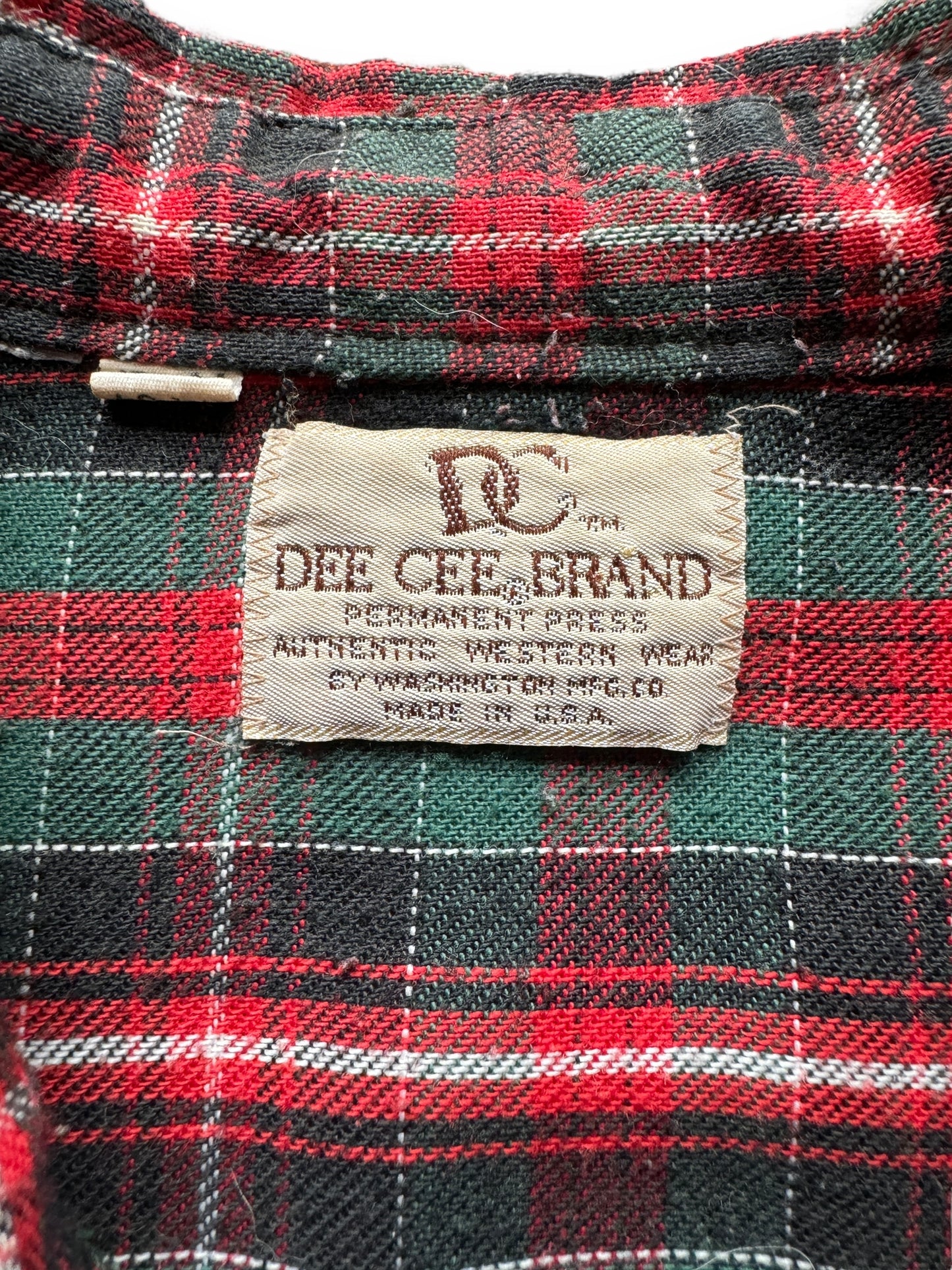 tag on Vintage Dee Cee Western Flannel SZ XL