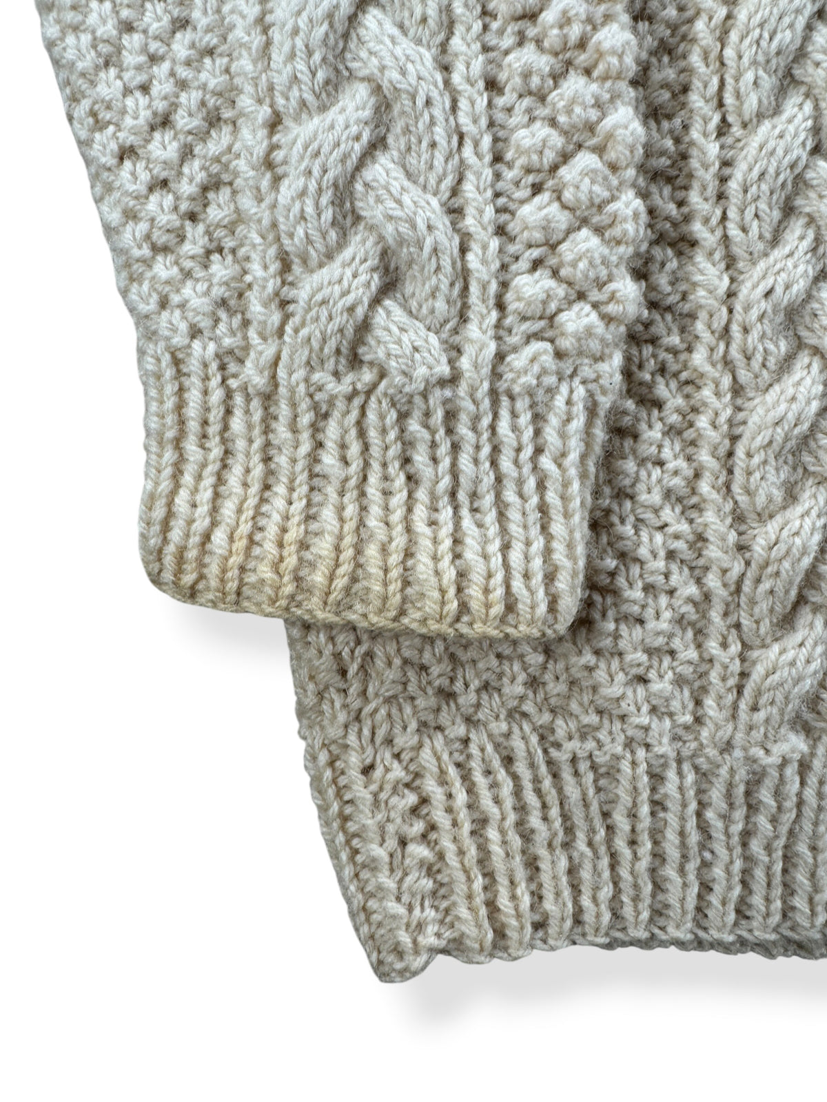 Wear on cuff of Vintage Fisherman Sweater SZ L