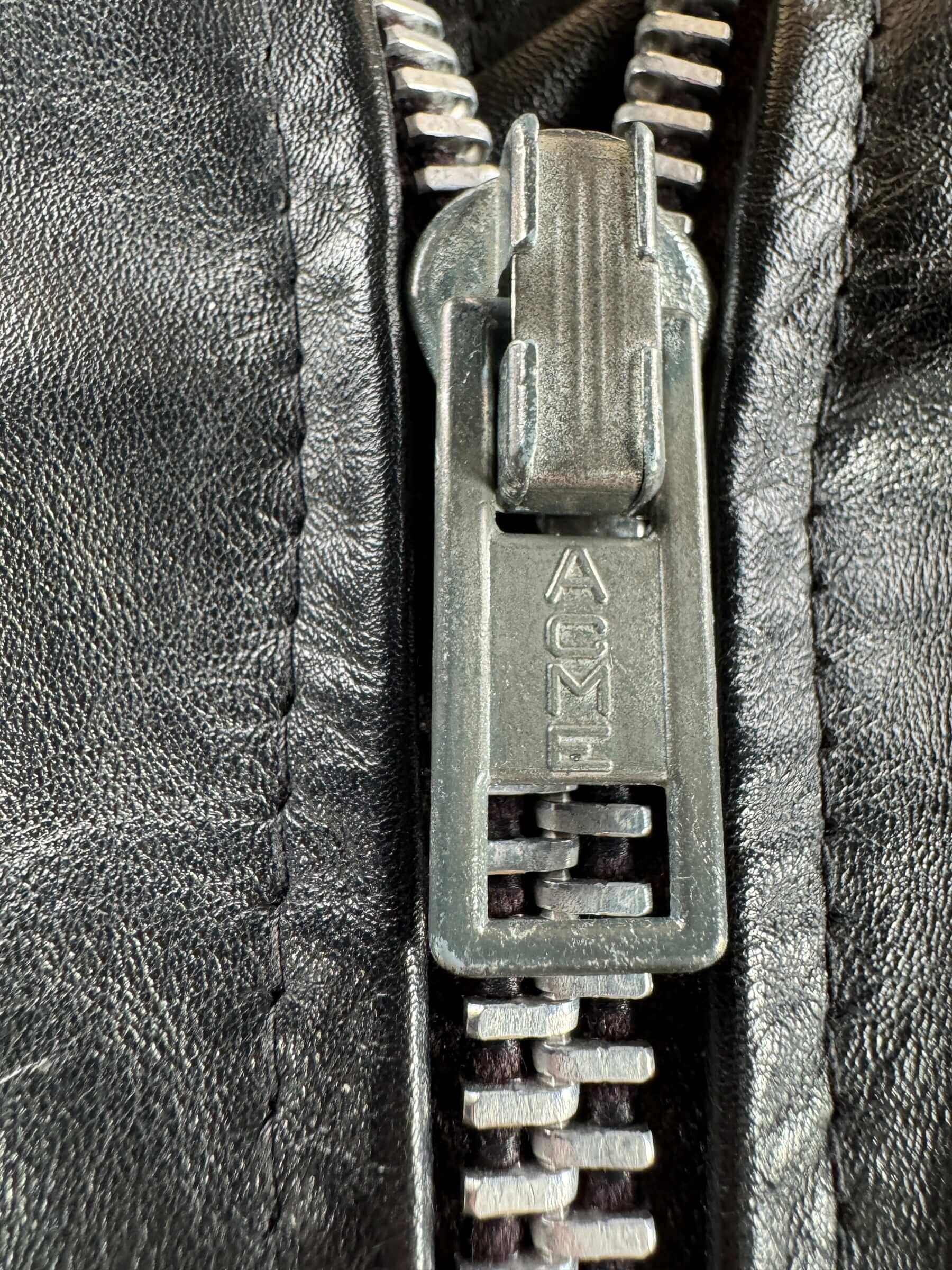 Zipper on Vintage Brimaco Leather Cafe Racer Jacket SZ 10