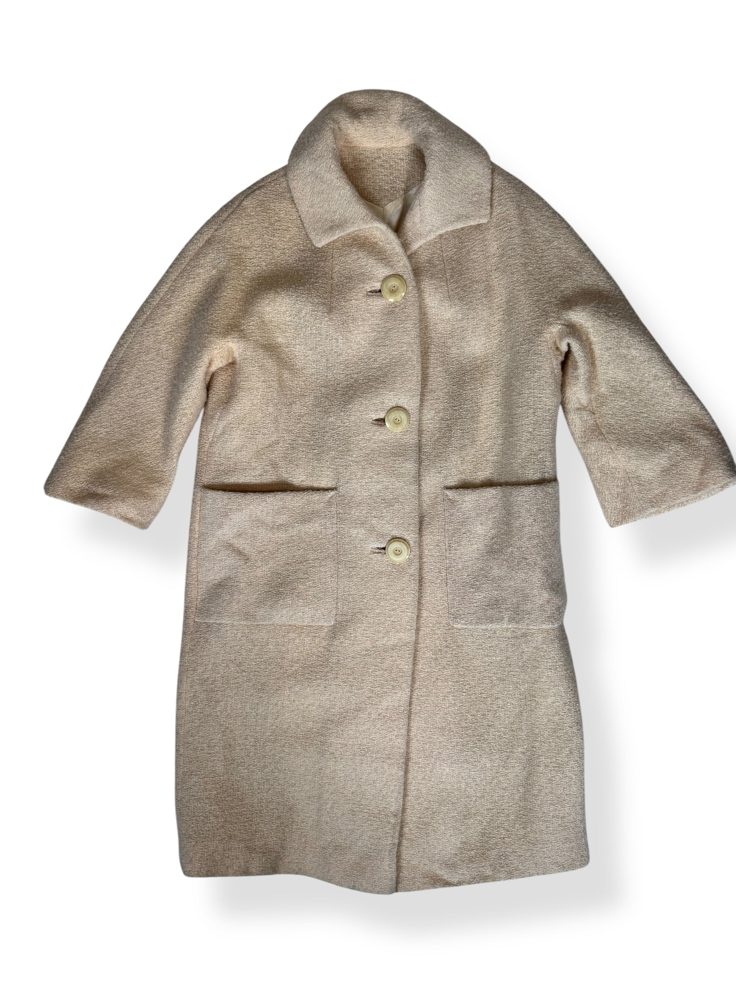 Front of 1960s Cream Bouclé Coat M