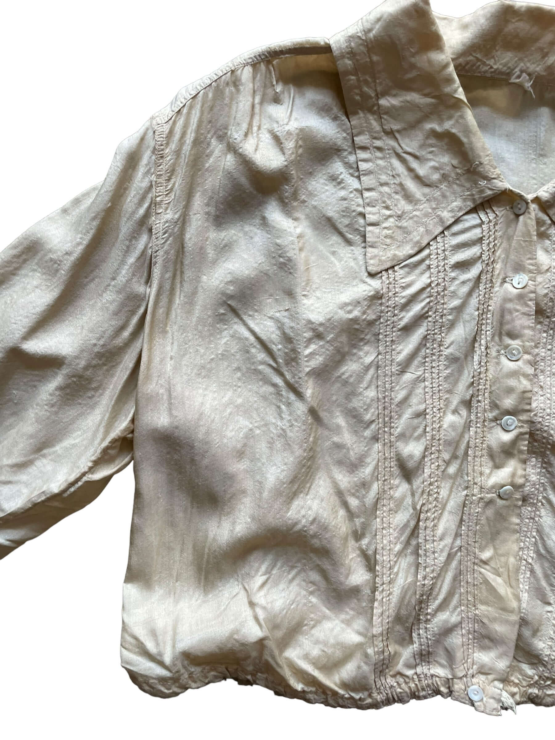 Front right side view of 1900s Edwardian Silk Blouse L-XL