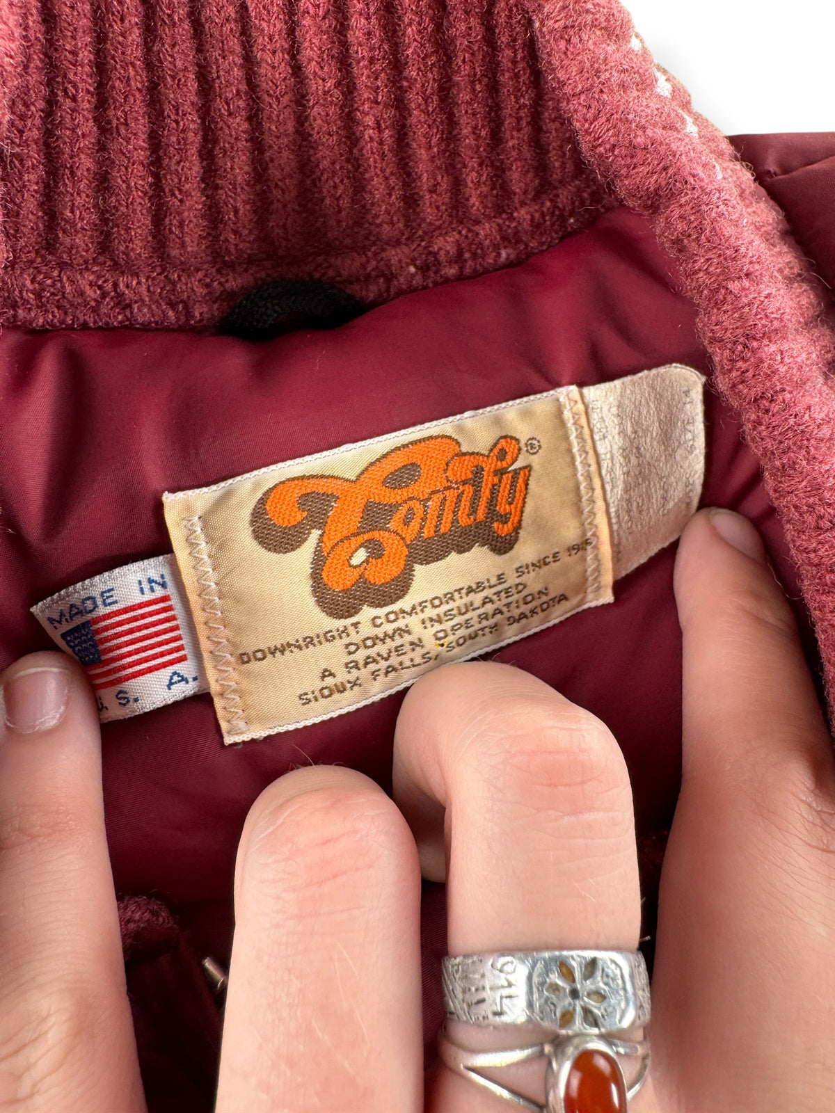 Tags on Vintage 70’s/80’s Comfy Brand Down Jacket SZ M