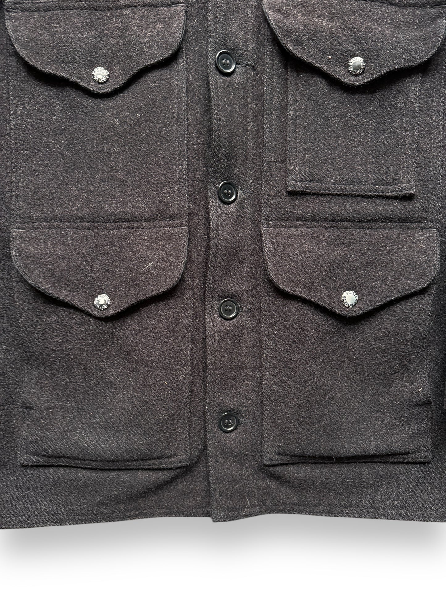 Front Chest View of Vintage Filson Charcoal Mackinaw SZ 36