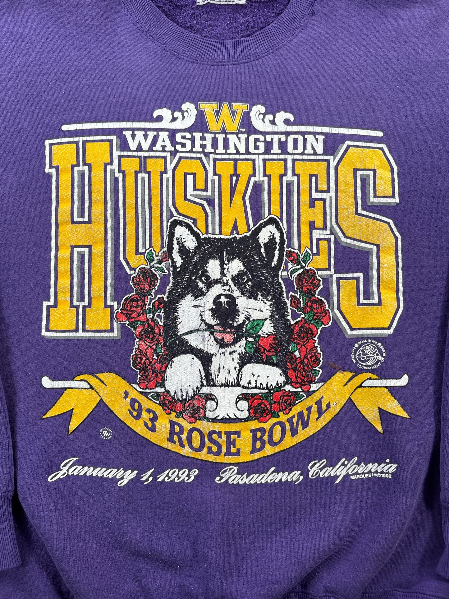 Graphic of Vintage '93 Rose Bowl Huskies Sweatshirt SZ M