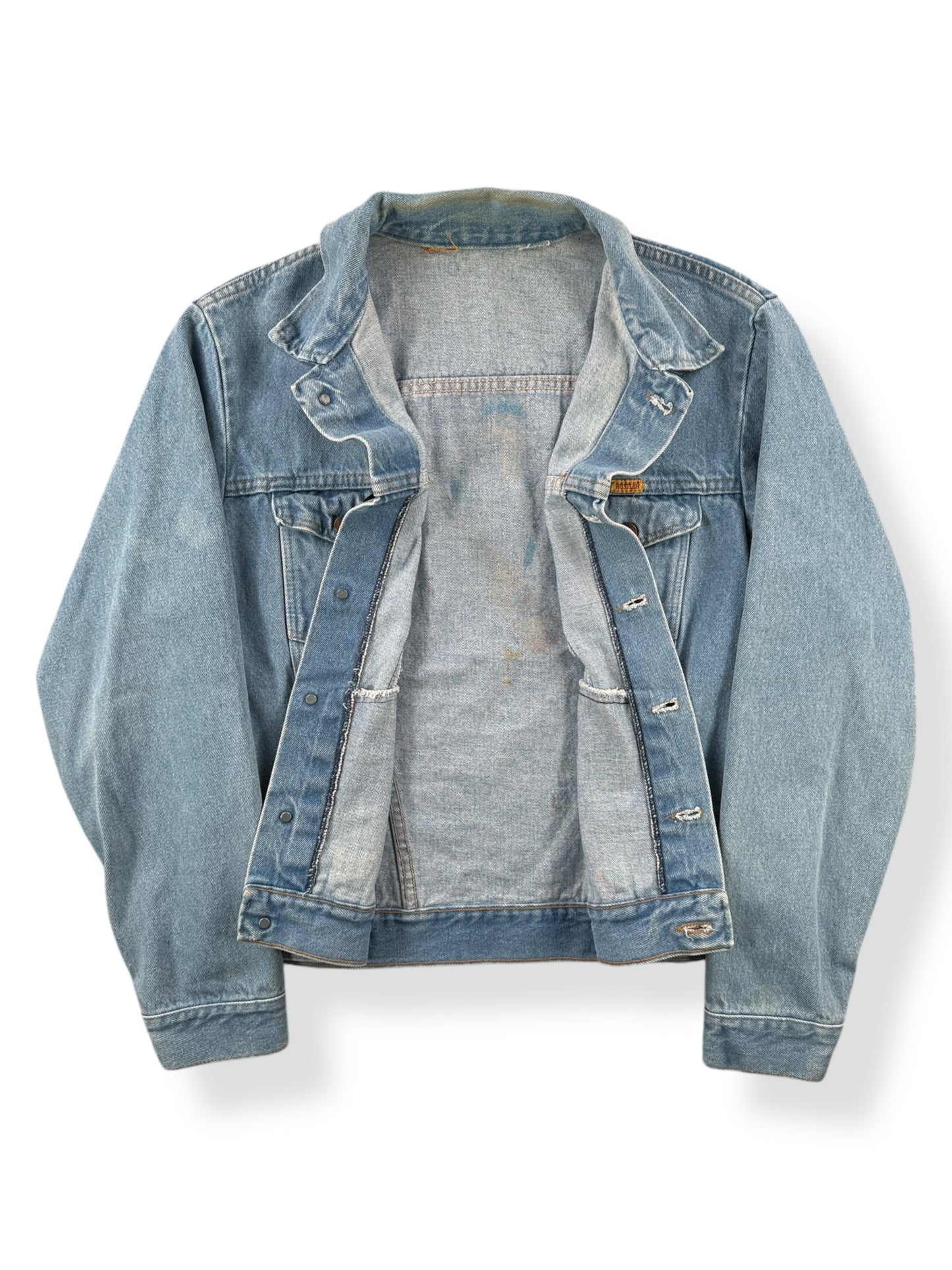 Inside of Vintage Rustler Native Art Denim Jacket SZ L