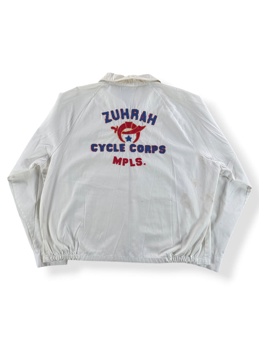Back of Vintage Zuhrah Cycle Corps MPLS Chainstitch Jacket SZ XL