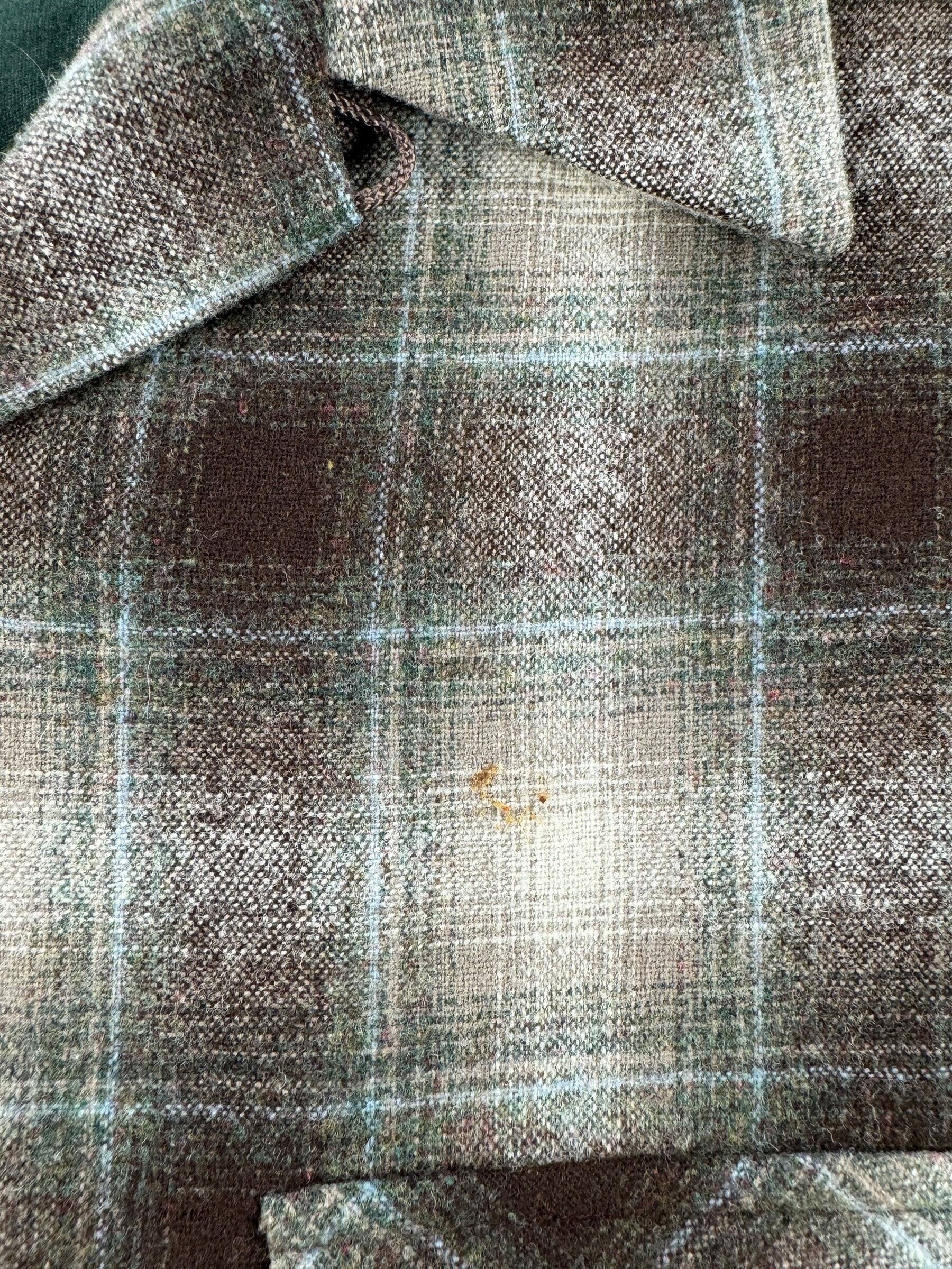 Stain on Vintage Made in Mexico Pendleton Green & Brown Shadowplaid Board Shirt SZ L