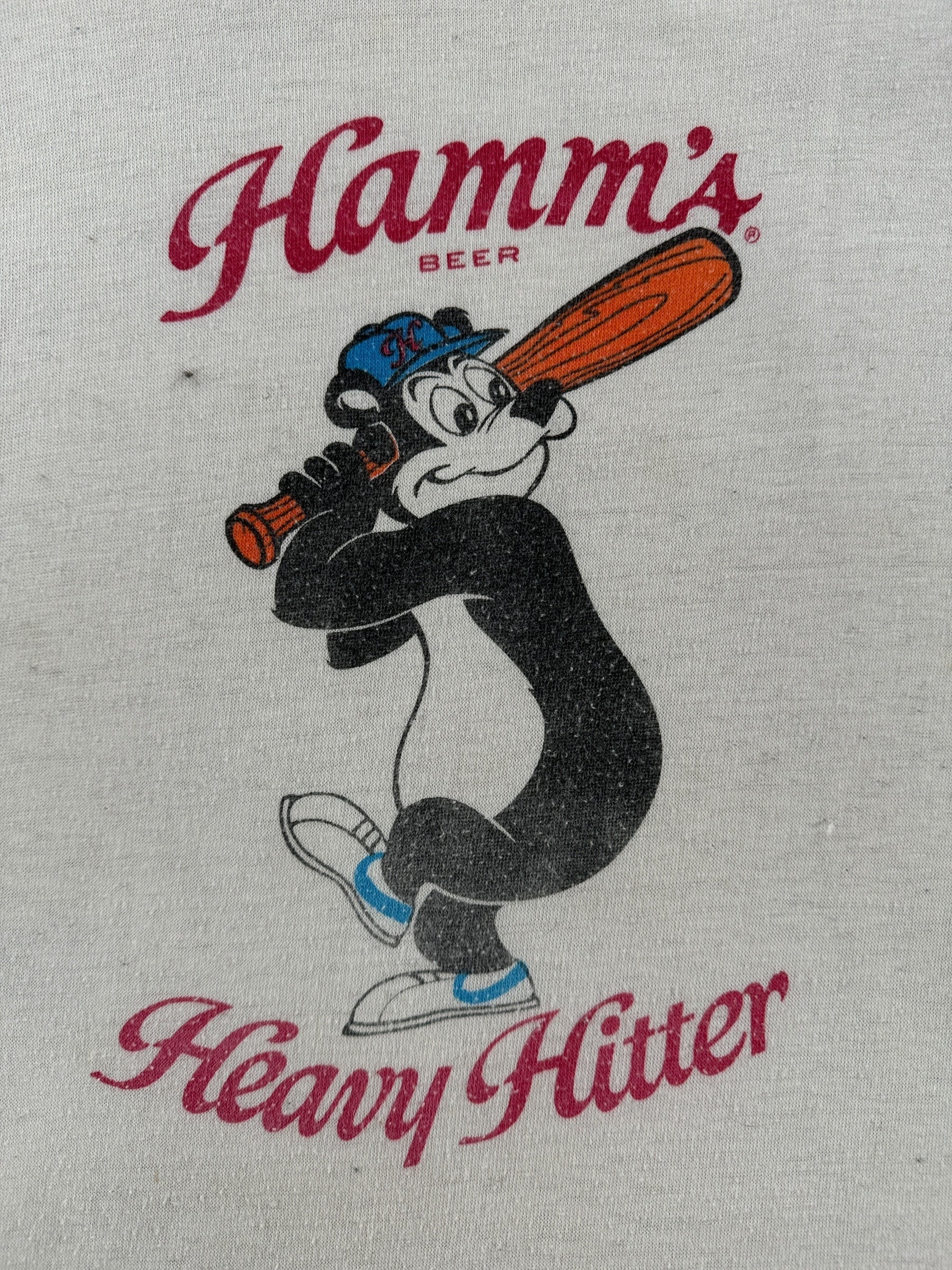 Graphic of Vintage Hamm's Heavy Hitter Raglan Tee SZ XL
