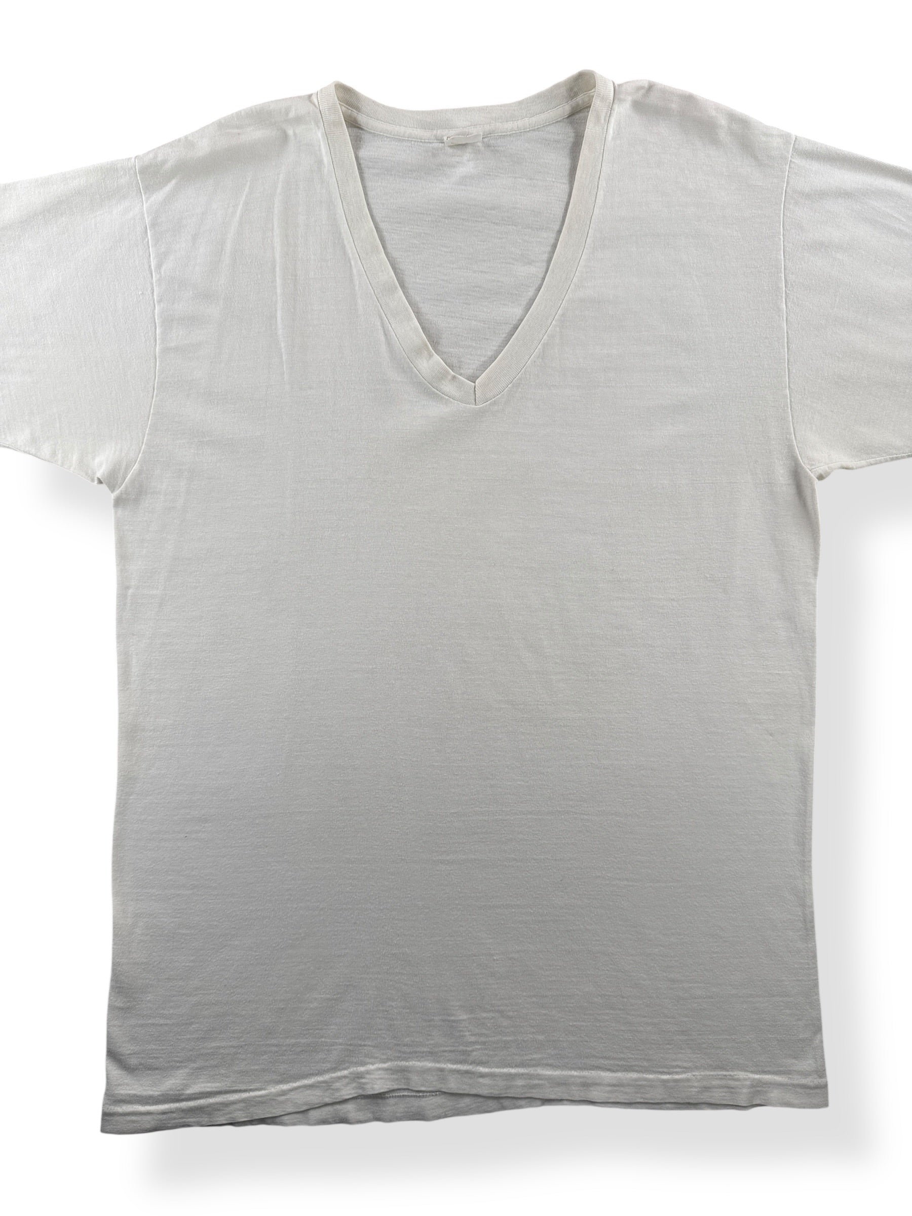 Front Close Up of Vintage Penney's 100% Cotton V-Neck Blank Tee SZ XL (Fits L)