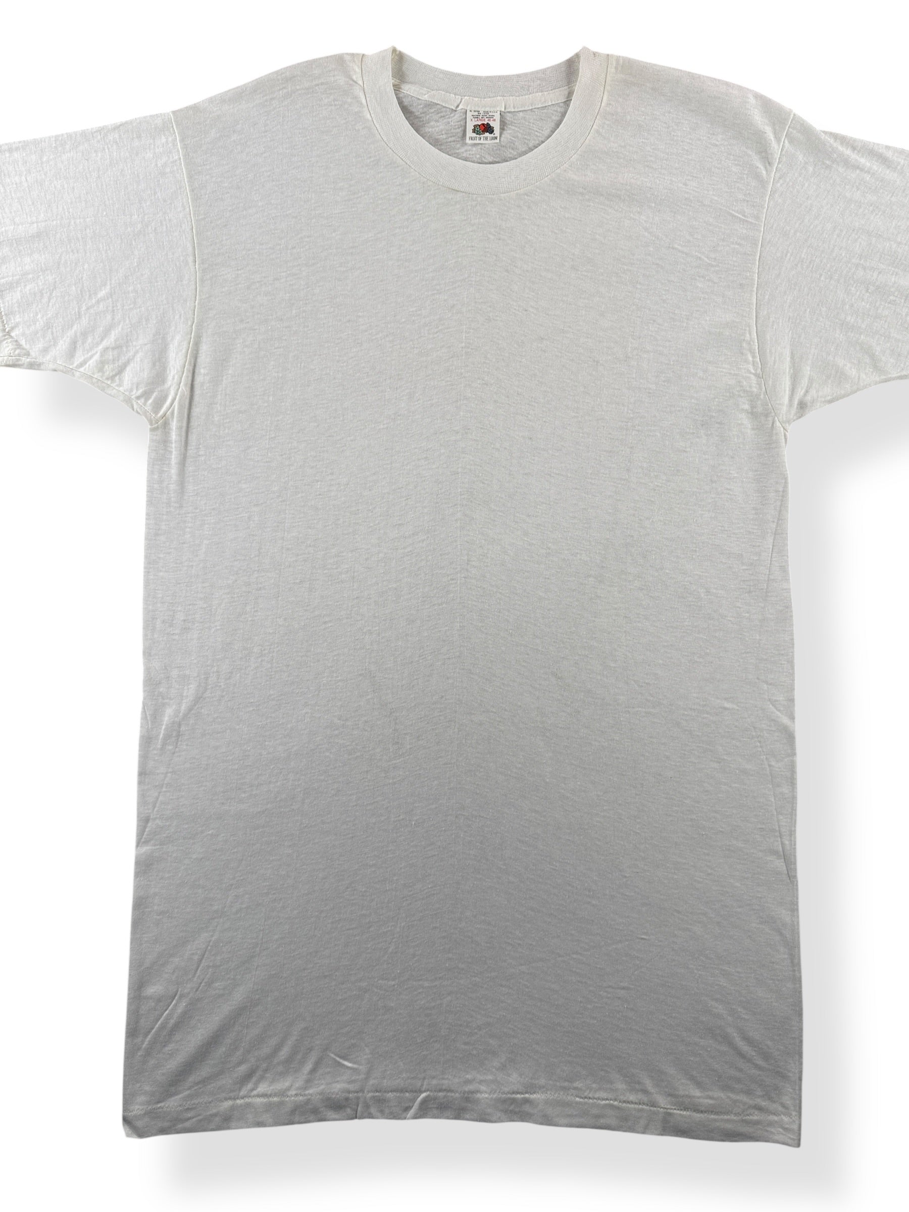 Front Close Up of Vintage FOTL Blank White Tee SZ XL (Fits M)