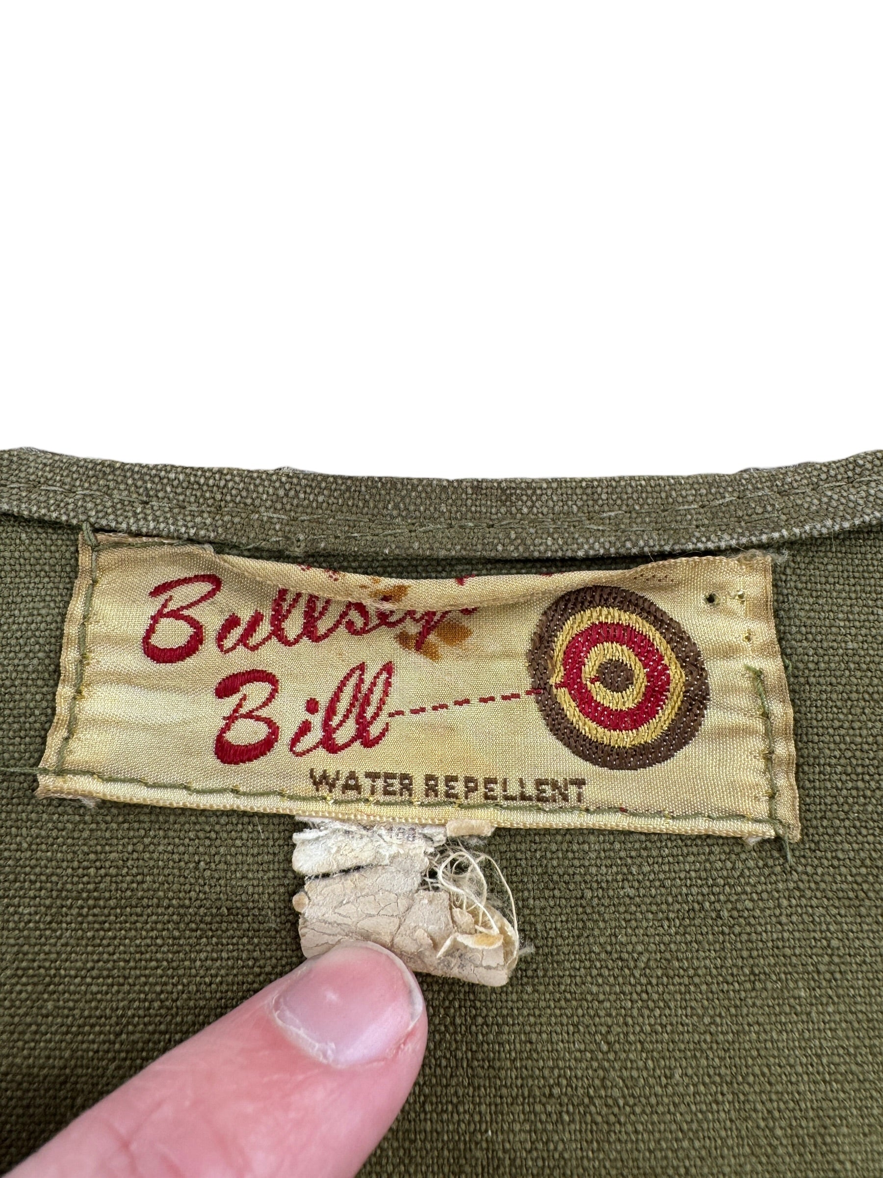 Label on Vintage Bullseye Bill Vest SZ L
