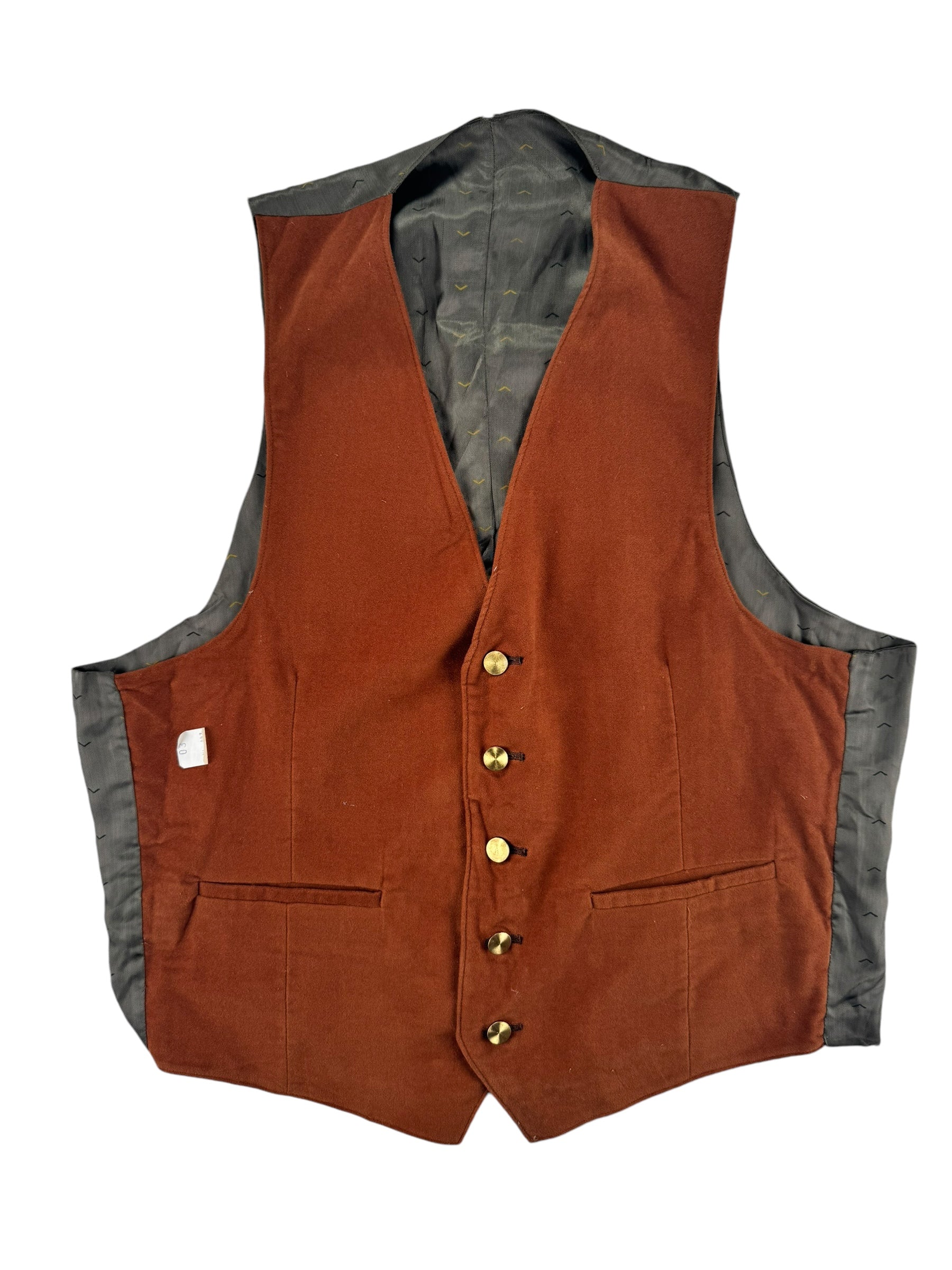 Front faux-suede side of 1970s Deadstock Reversible Vest M