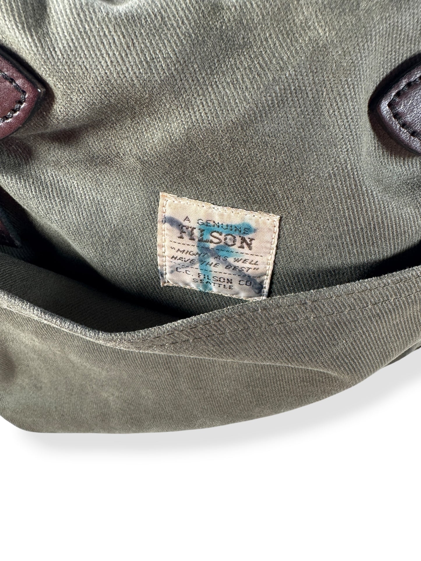 Filson Tag View on Filson Zipper Tote Bag