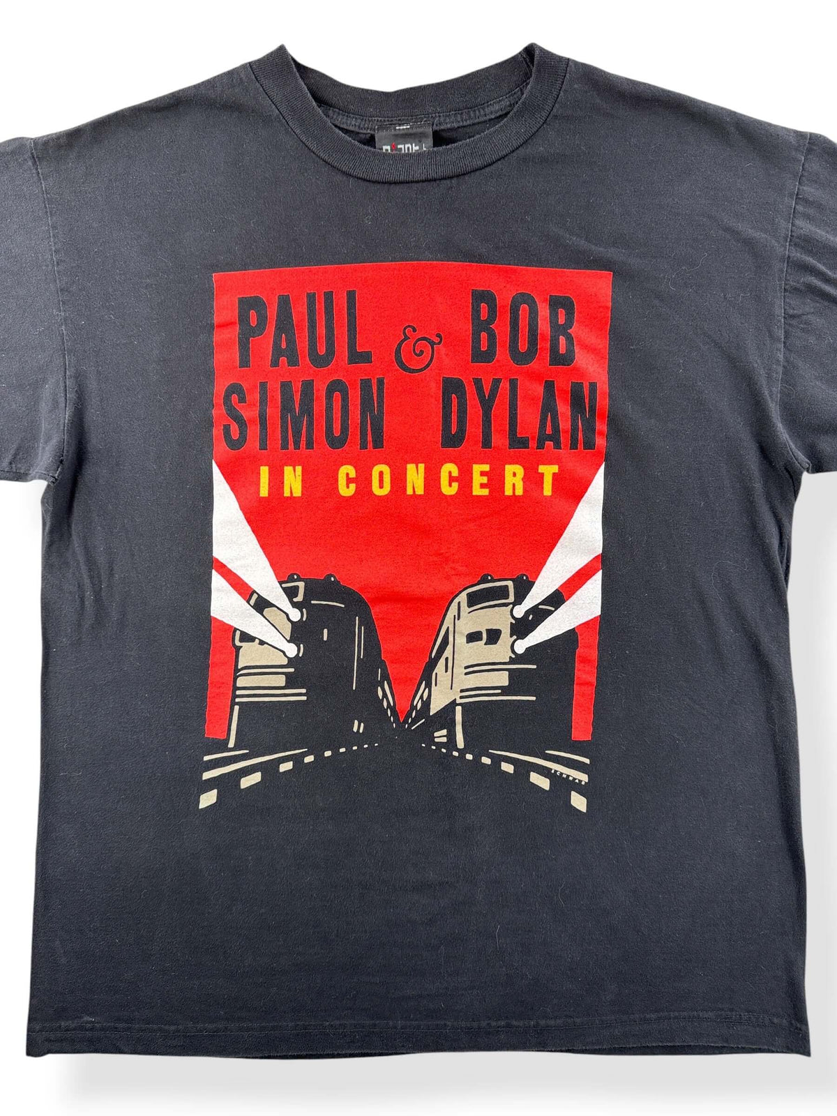 Close-up of Vintage Bob Dylan Paul Simon 1999 Tour Tee SZ L