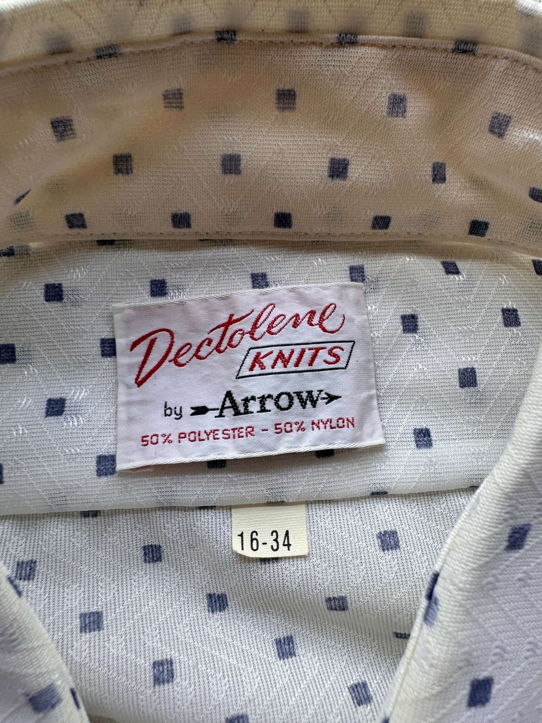 Tag on Vintage Arrow Dectolene Knit Shirt SZ XL