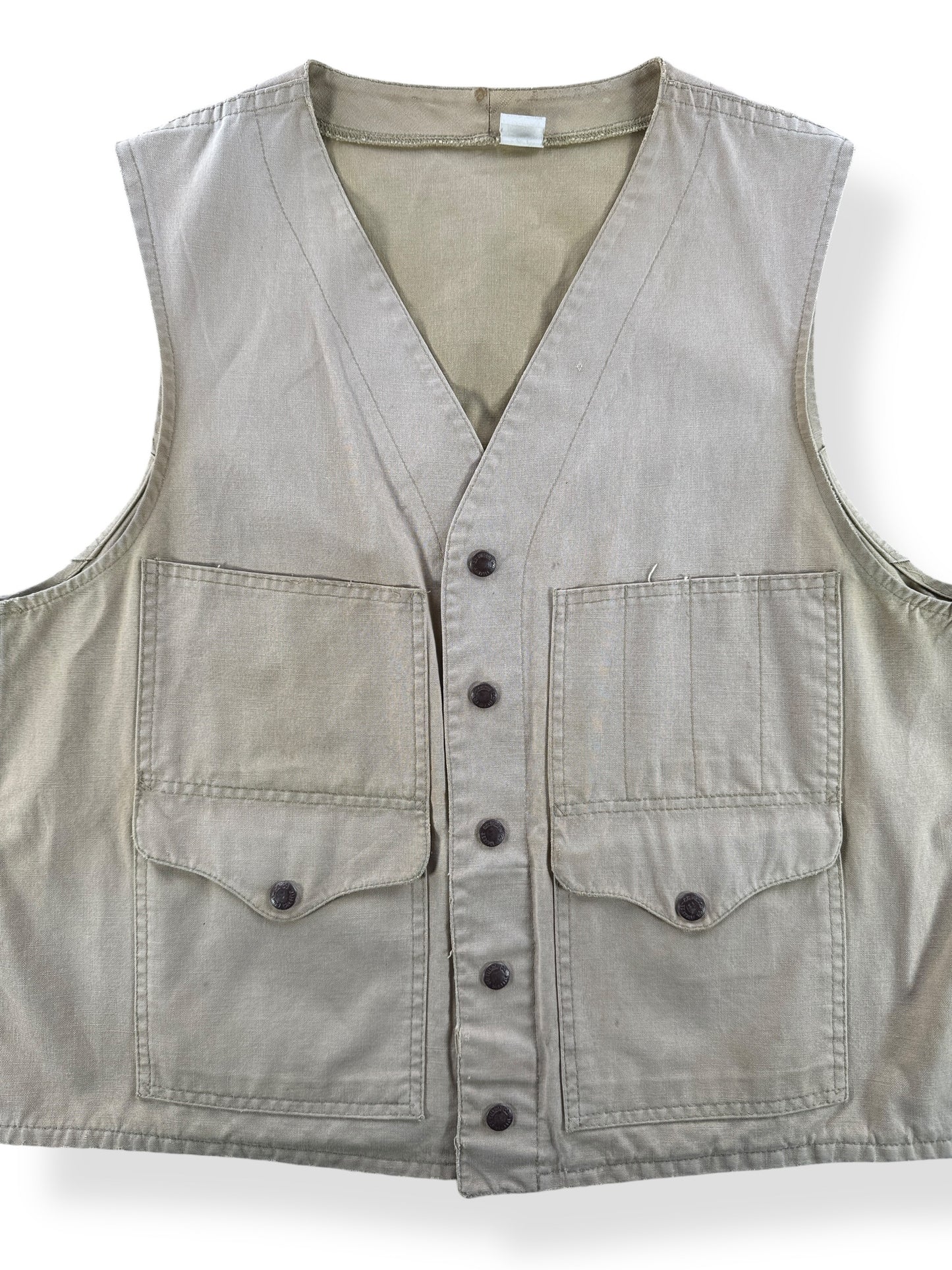 Front Close Up of Vintage Filson Style 8 Dry Tin Vest SZ 44