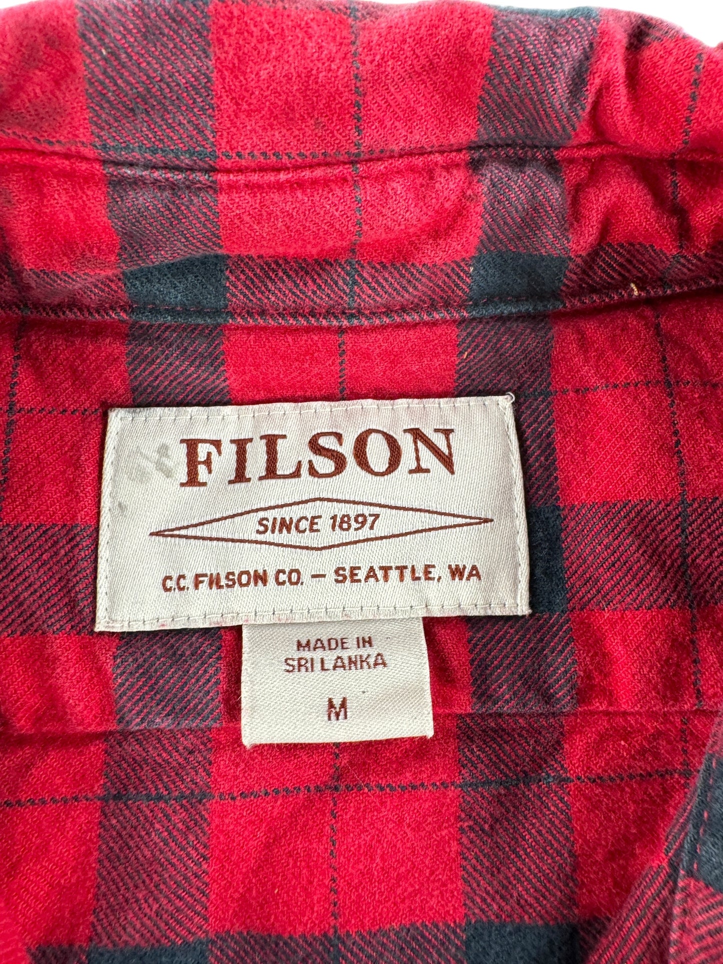 Tag on Filson Red Black Women's Alaska Guide Shirt SZ M