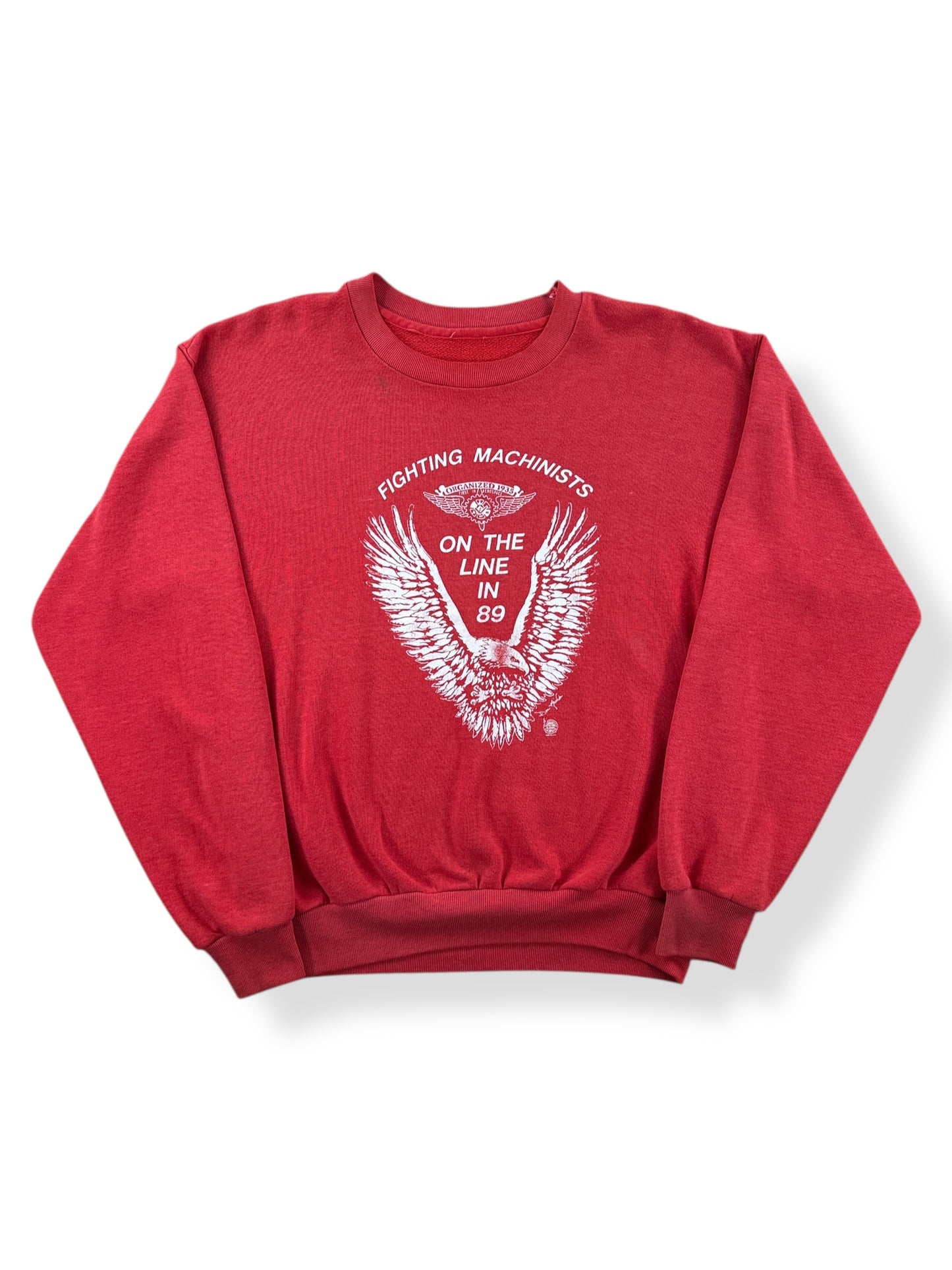 Front of Vintage Faded 1989 Fighting Machinists Crewneck SZ M