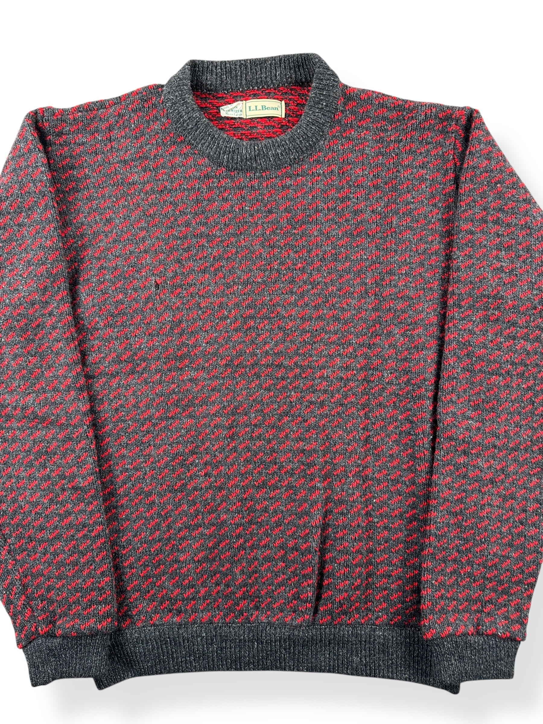 Vintage Men's L.L. Bean Norwegian Birdseye Sweater Red & Grey SZ L