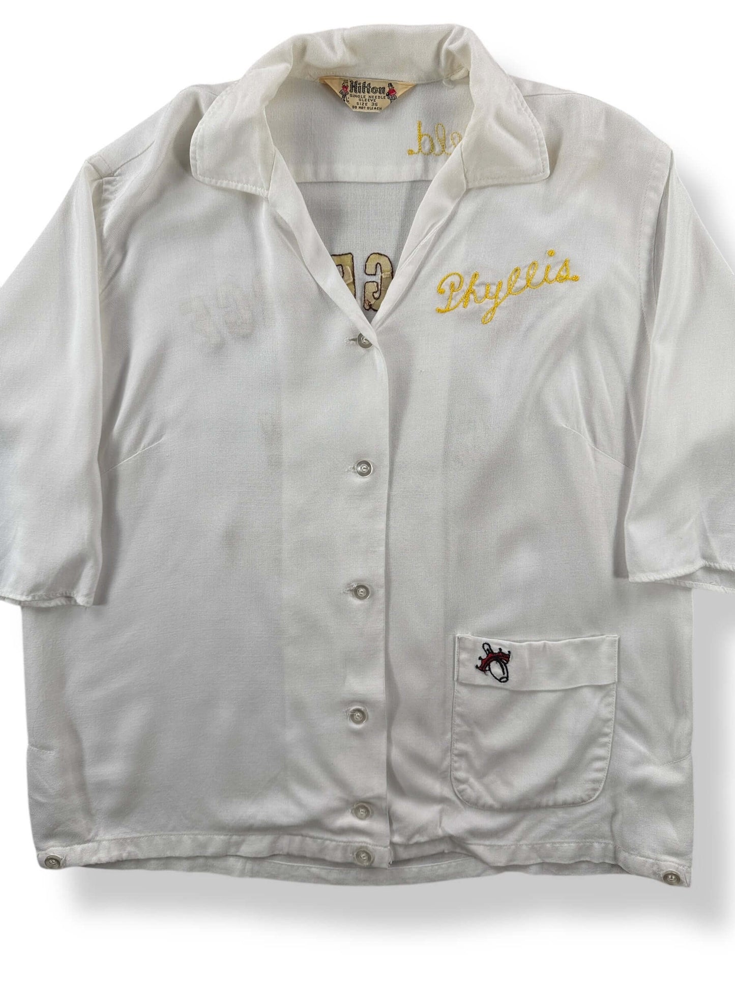 Front Close Up of Vintage Cape George Colony Discovery Bay Bowling Shirt SZ 36