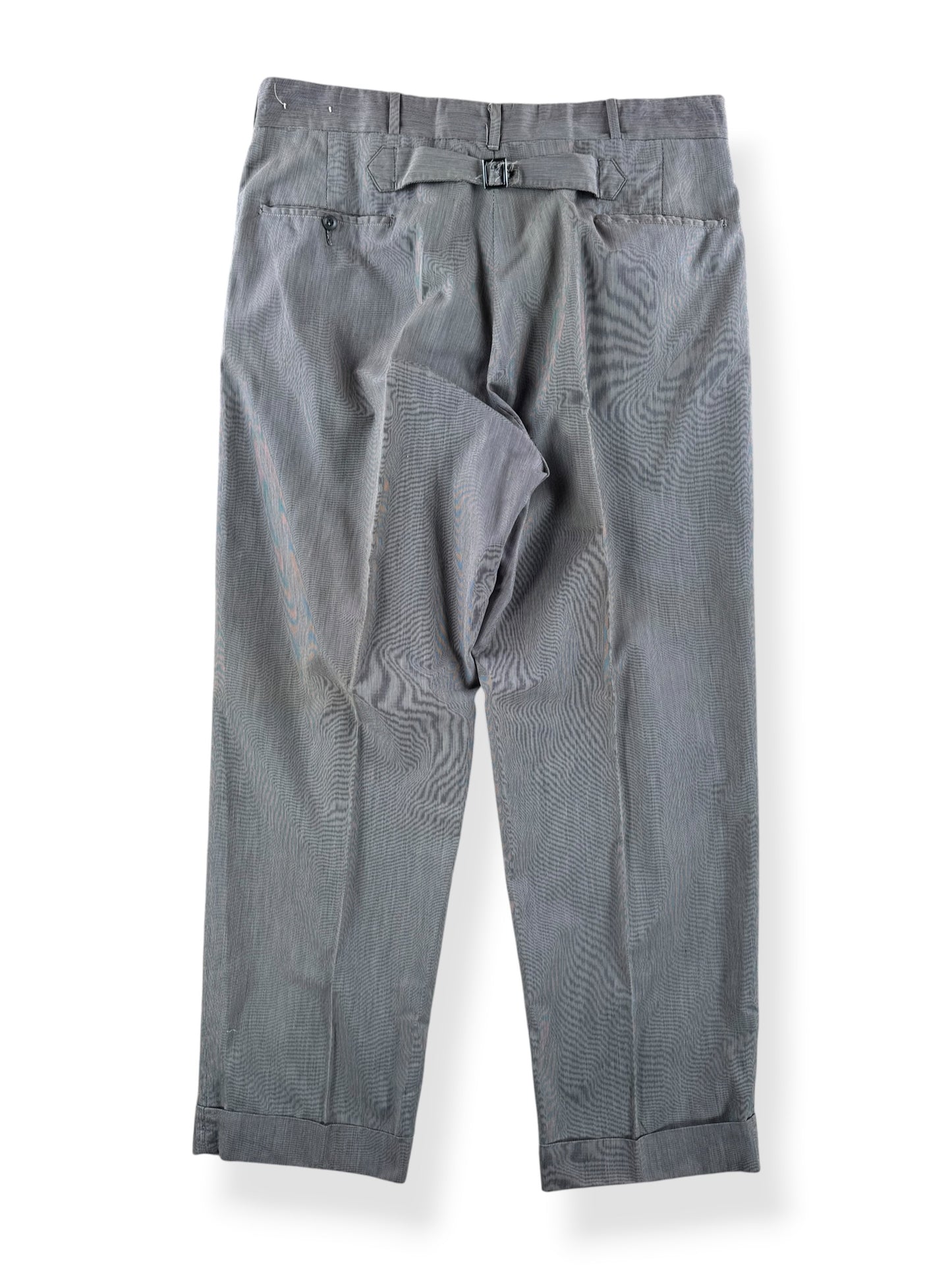Back of Vintage 50s Pinstripe Buckleback Trousers W34