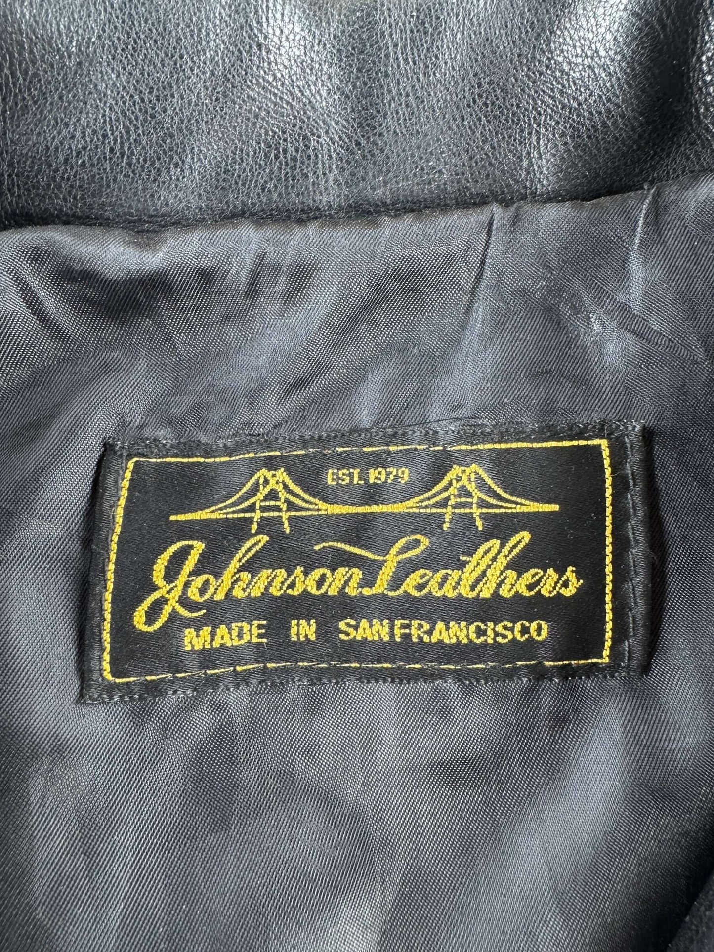 Label on Vintage Johnson Leathers Jacket SZ L