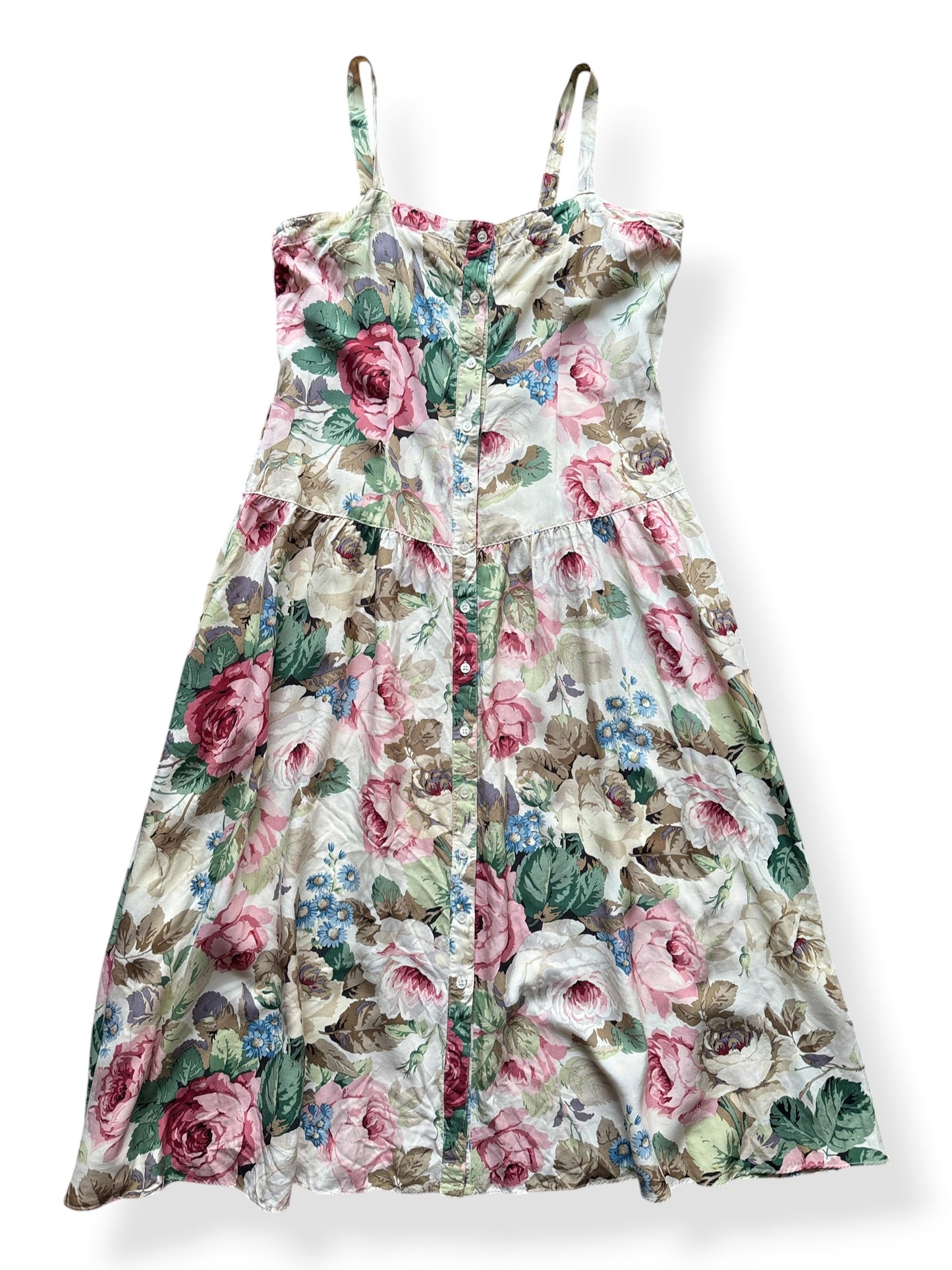 Close-up of Vintage 90s Rayon Floral Dress M-L