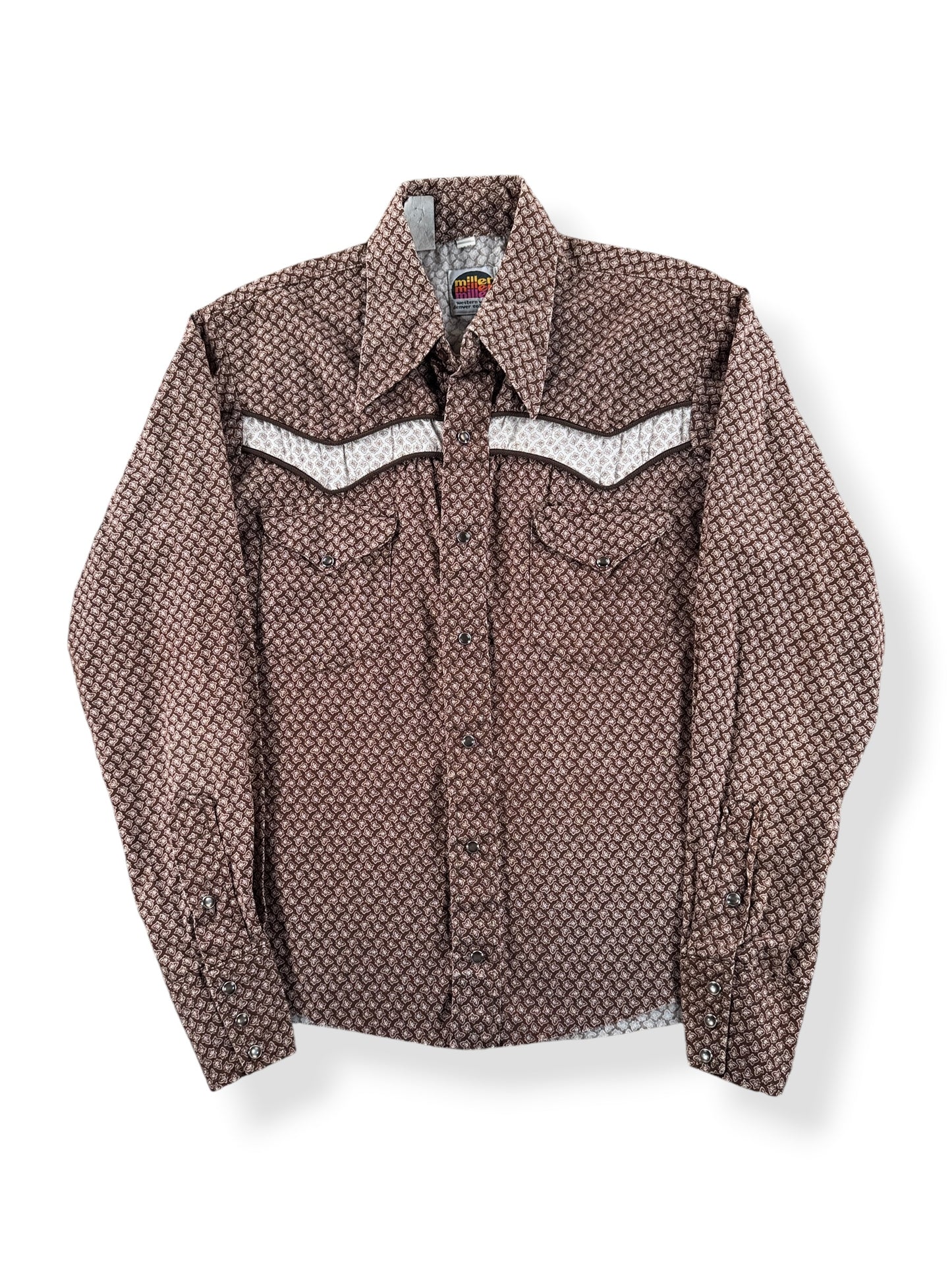 Front of Vintage Miller Leaves Pearlsnap SZ 16-34 (Fits M)