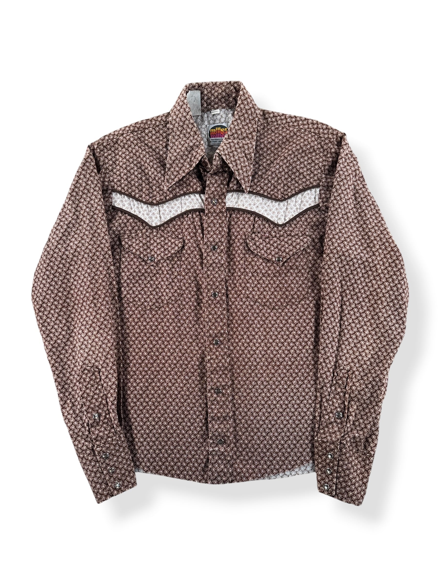 Front of Vintage Miller Leaves Pearlsnap SZ 16-34 (Fits M)